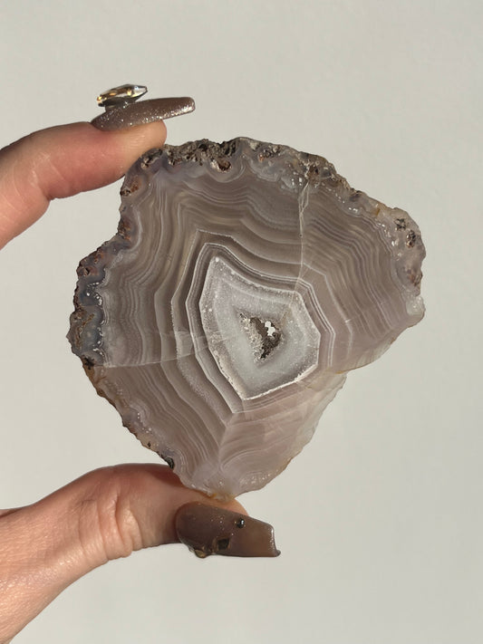 Purple Laguna Agate Slice with White Platelet Suspensions & Parallax Effect B