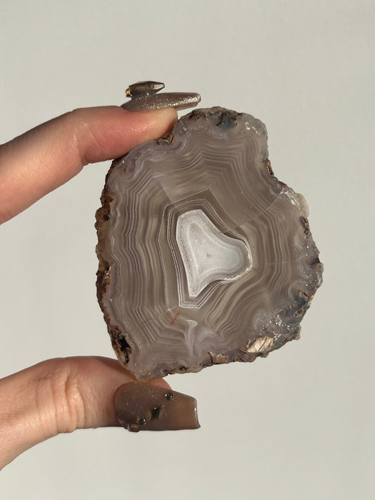 Purple Laguna Agate Slice with White Platelet Suspensions and Parallax Effect D