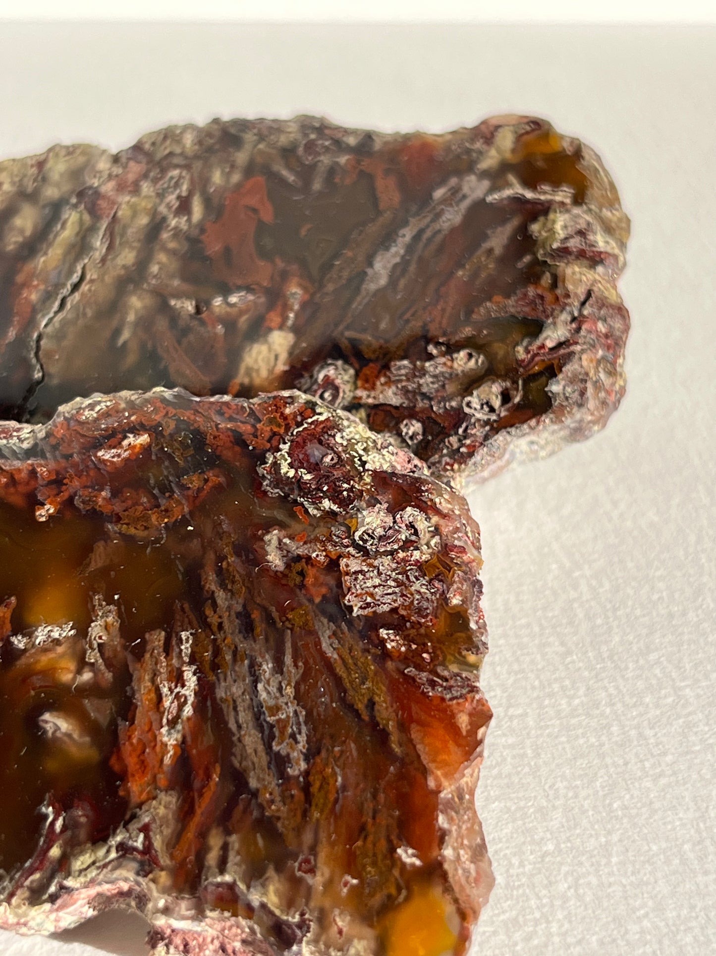 “Autumn Veils” Natural Carnelian Laguna Agate with Moss Inclusions Pair A