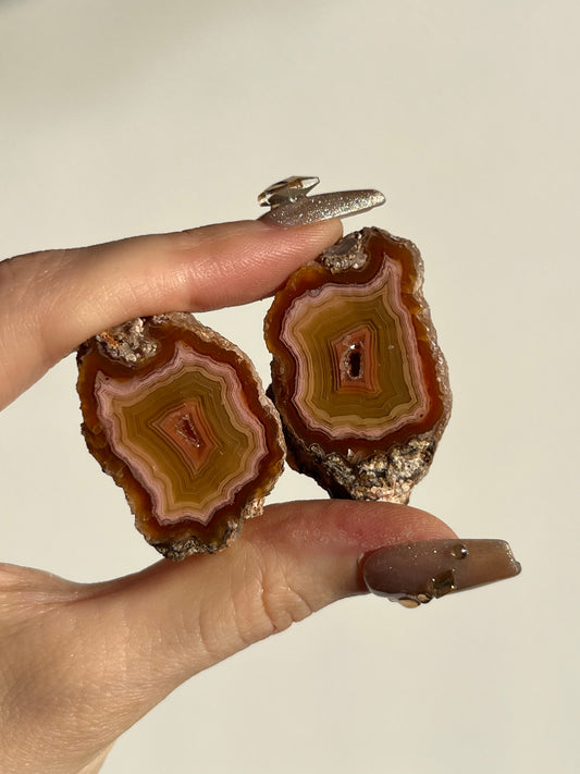 Peach & Red Laguna Agate with Parallax Effect Pair C (You Choose)