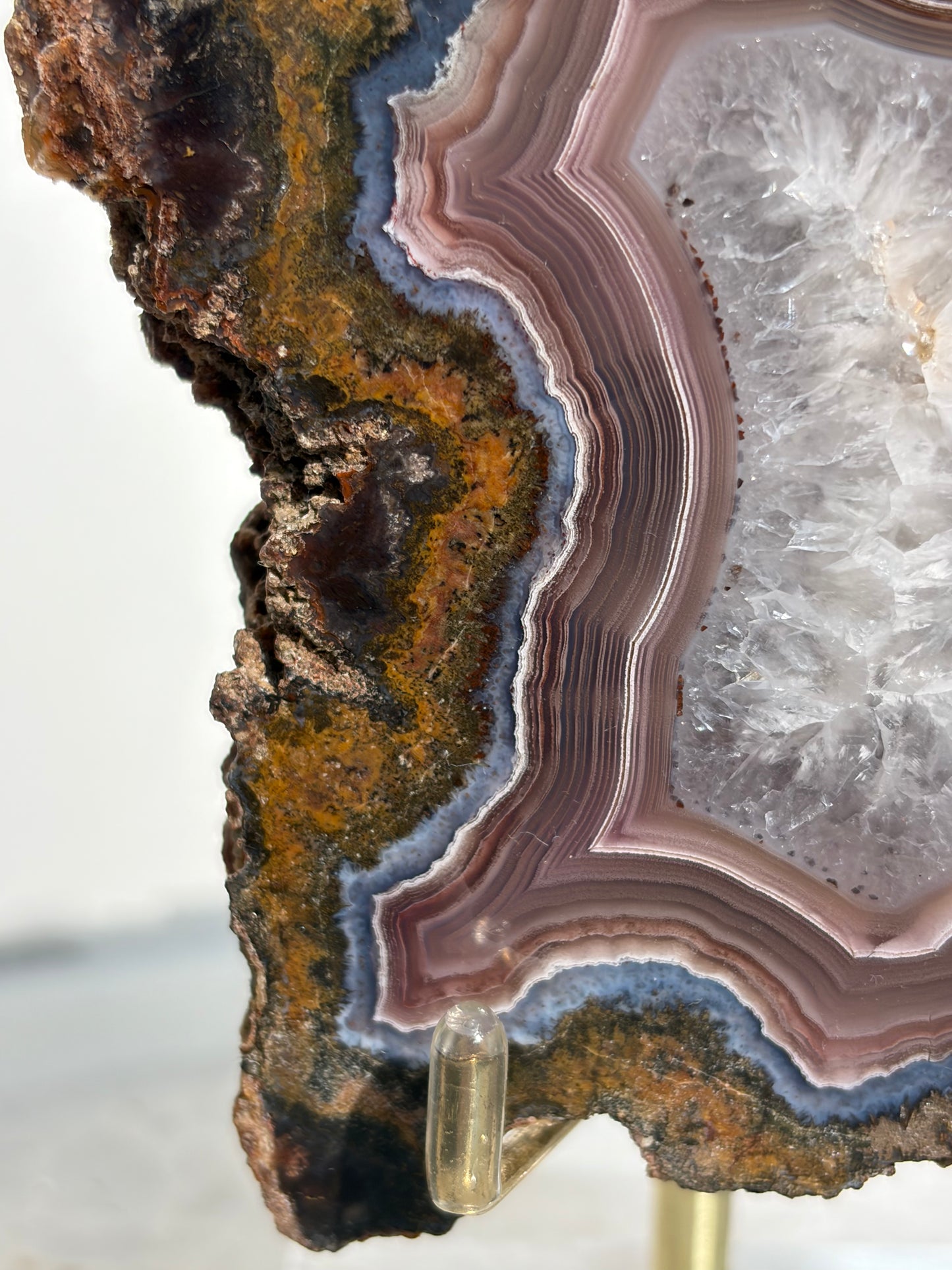 "Cosmic Curtain" Mauve Laguna Agate Specimen with Sagenite Inclusions and Parallax Effect
