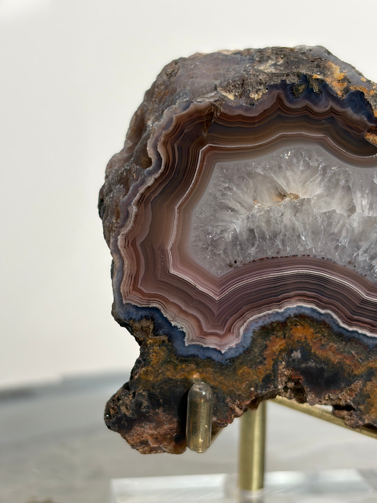 "Cosmic Curtain" Mauve Laguna Agate Specimen with Sagenite Inclusions and Parallax Effect