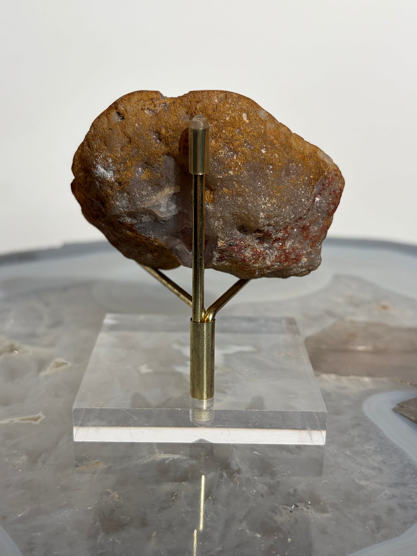 "Salmon River" Red Laguna Agate Specimen with Sagenite Inclusions and Parallax Effect