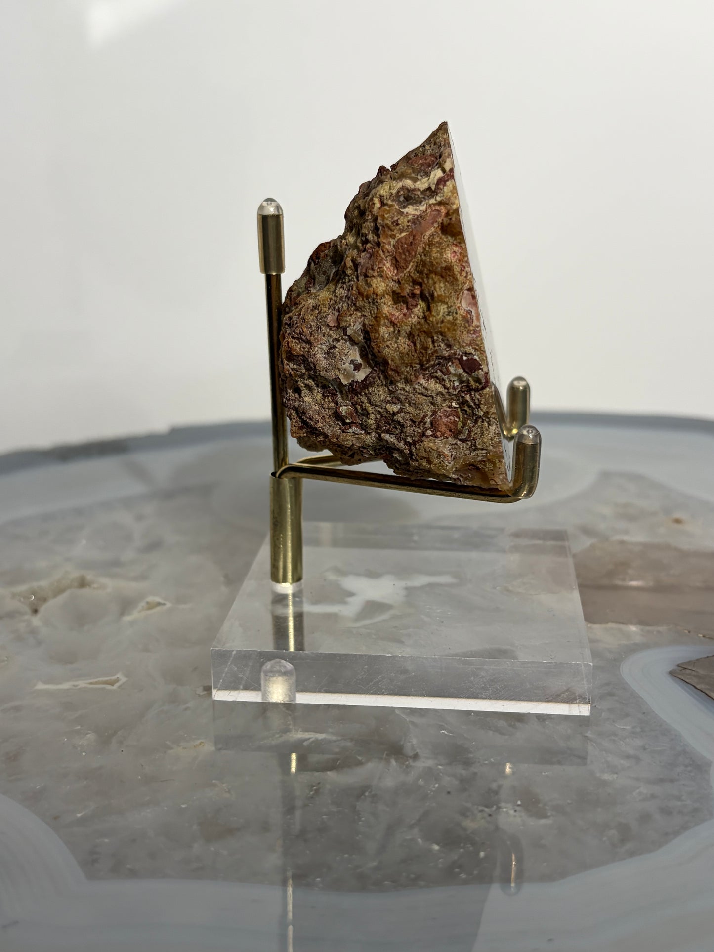 "Pink Lagoon" Laguna Agate Specimen with Green Moss Inclusions and Parallax Effect