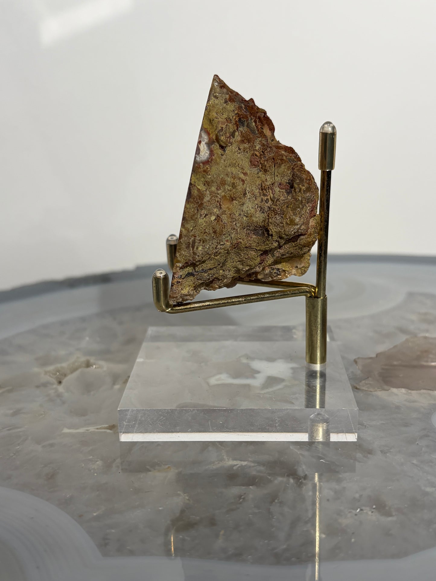 "Pink Lagoon" Laguna Agate Specimen with Green Moss Inclusions and Parallax Effect