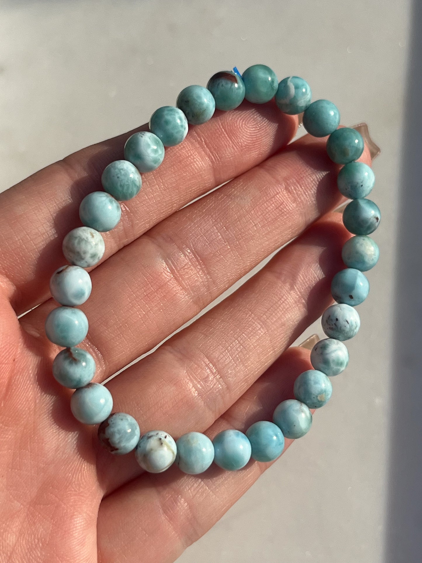 Larimar Round Bead Bracelet (8mm)