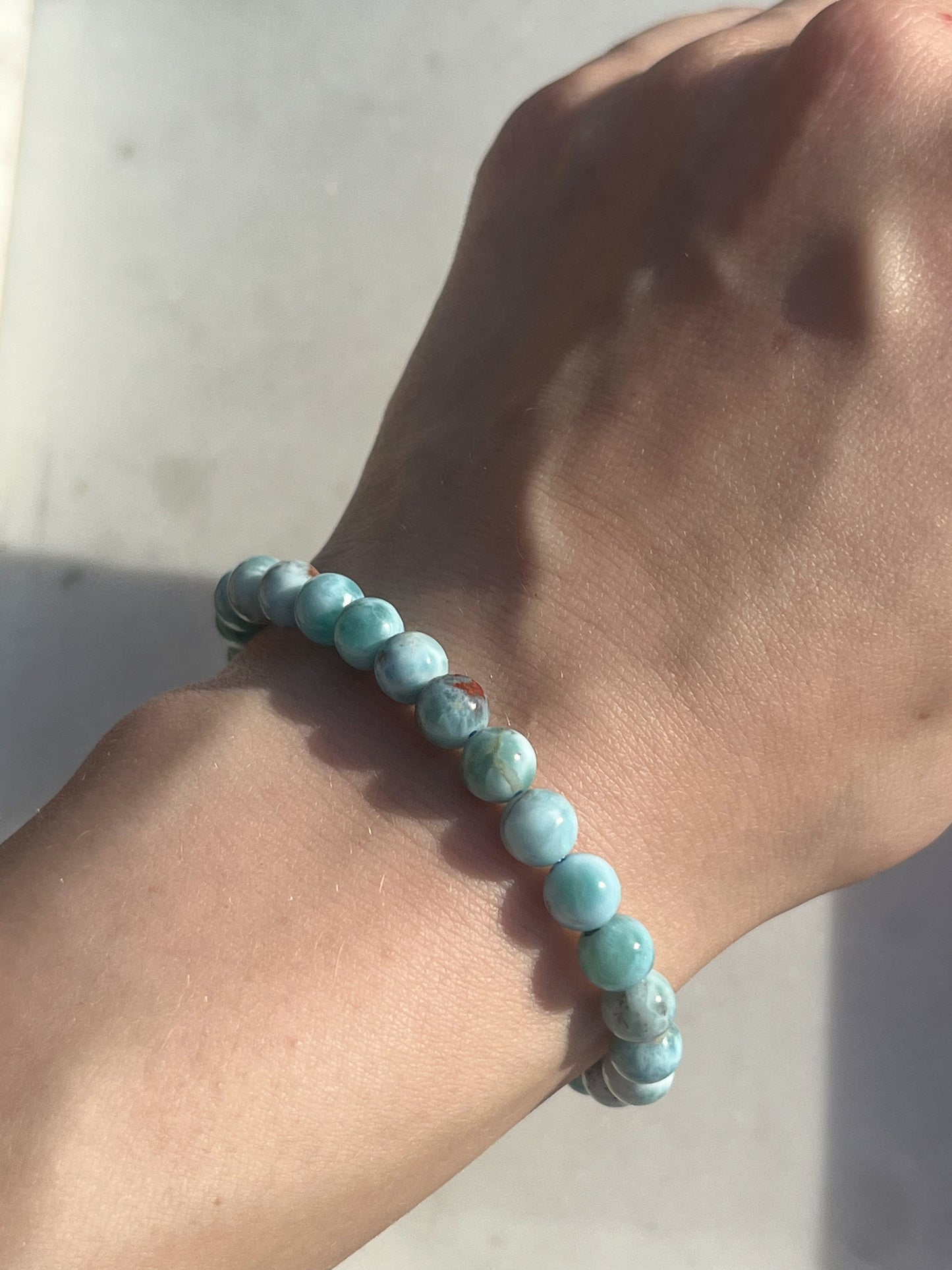 Larimar Round Bead Bracelet (8mm)