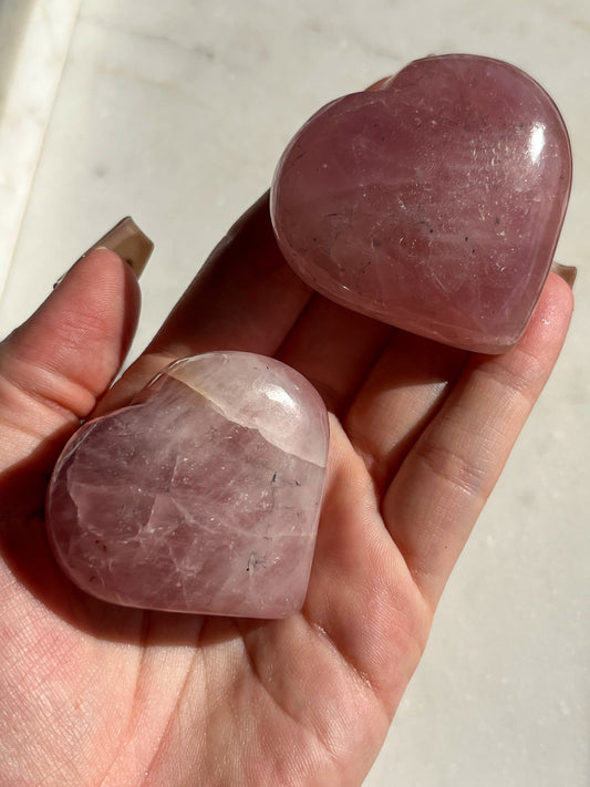 Lavender Rose Quartz Heart Palmstone
