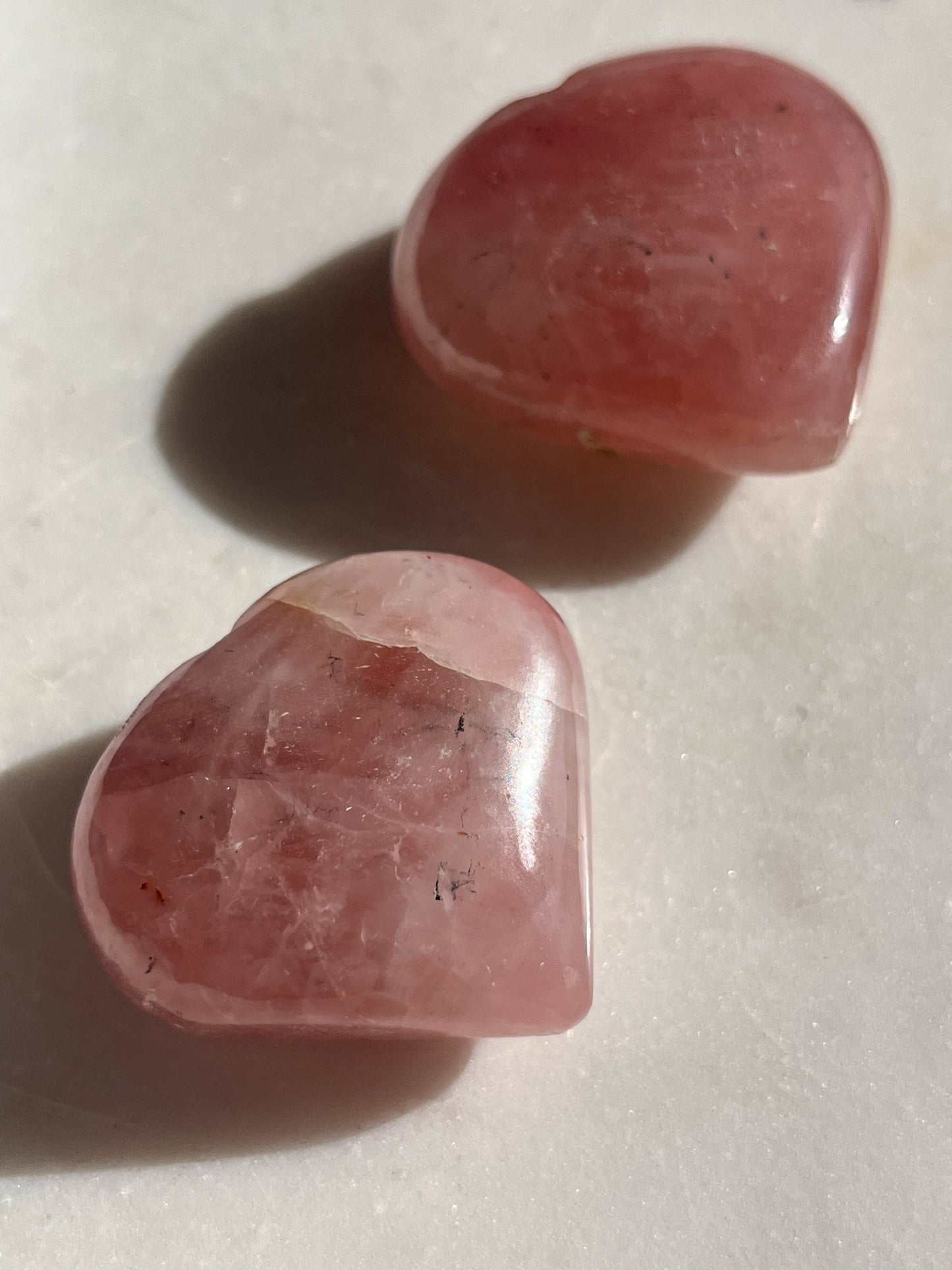 Lavender Rose Quartz Heart Palmstone