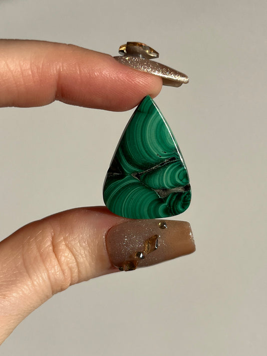 Malachite Flat Base Teardrop Cabochon (You Choose)
