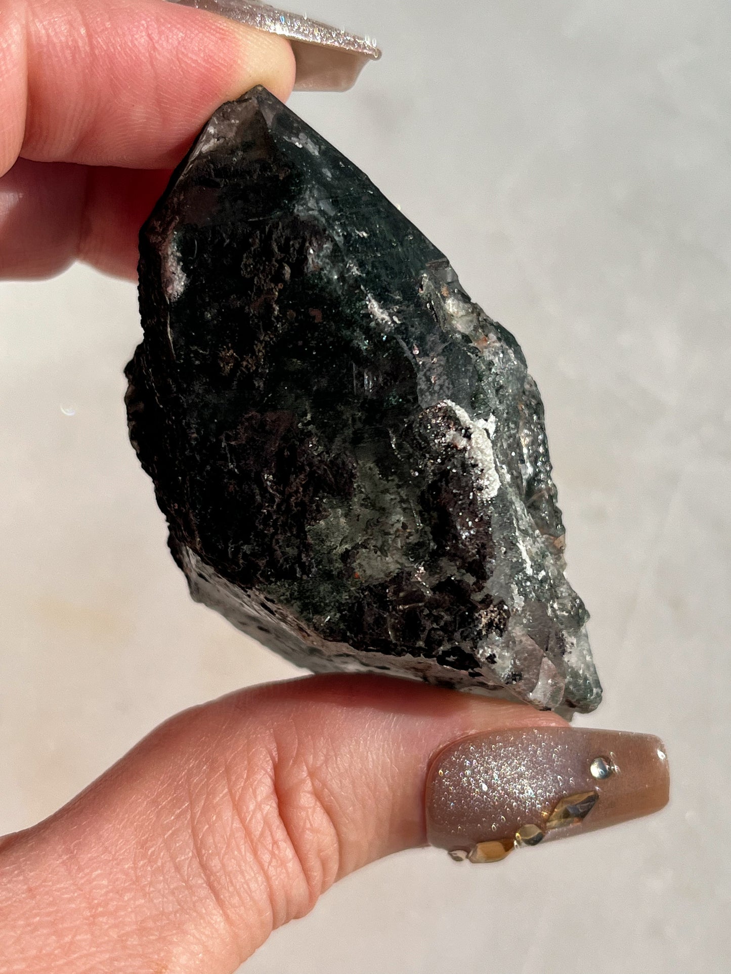 Malachite Phantom Hematite Coated Quartz #A