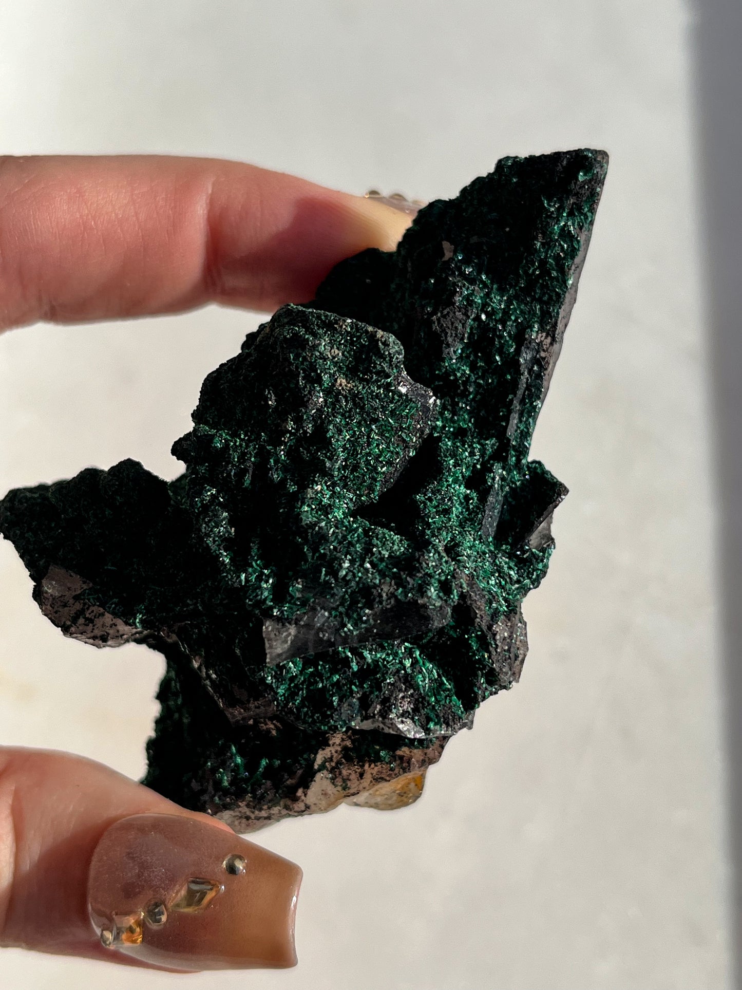 Malachite on Hematite Coated Elestial Quartz #E