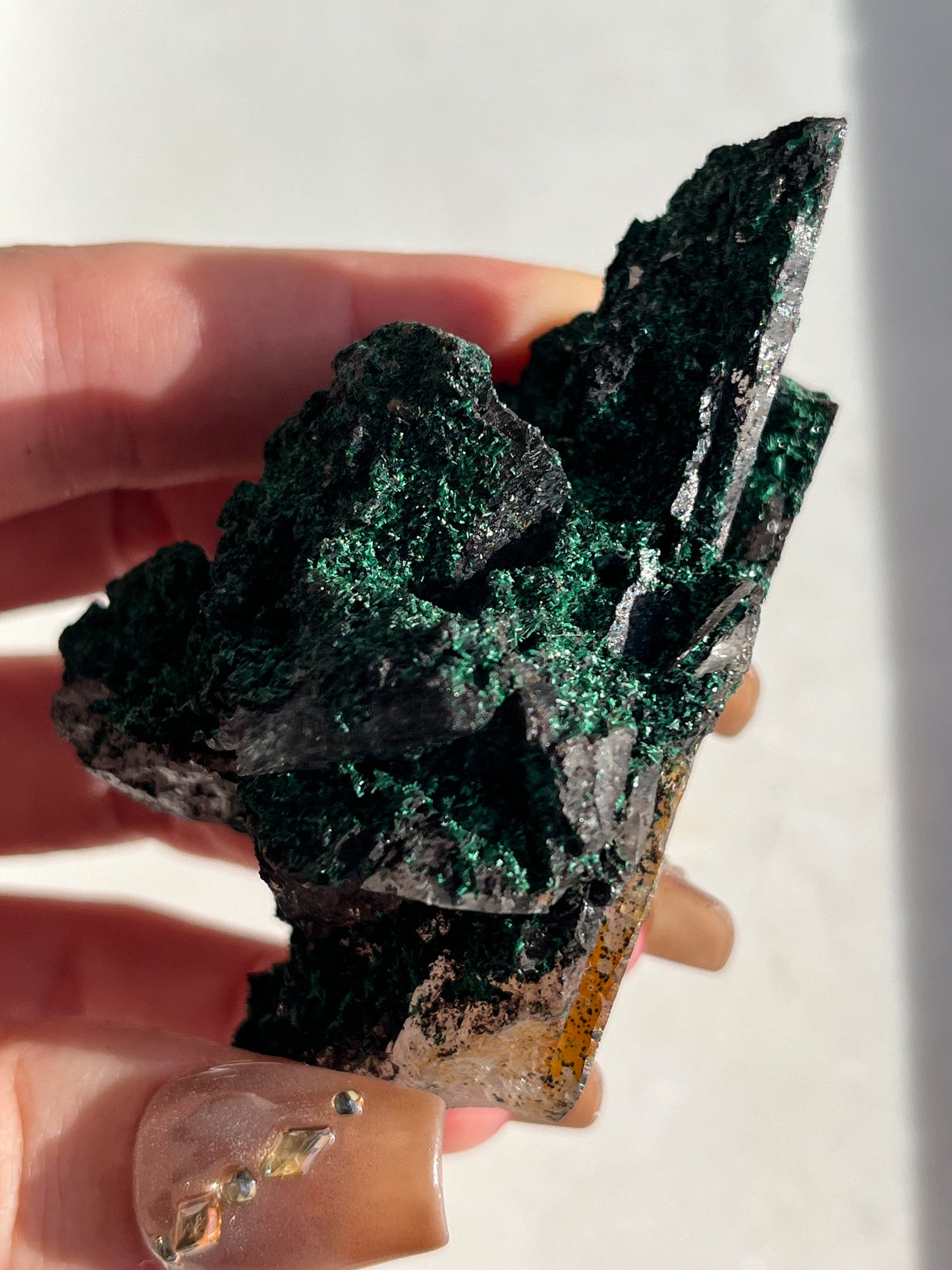 Malachite on Hematite Coated Elestial Quartz #E