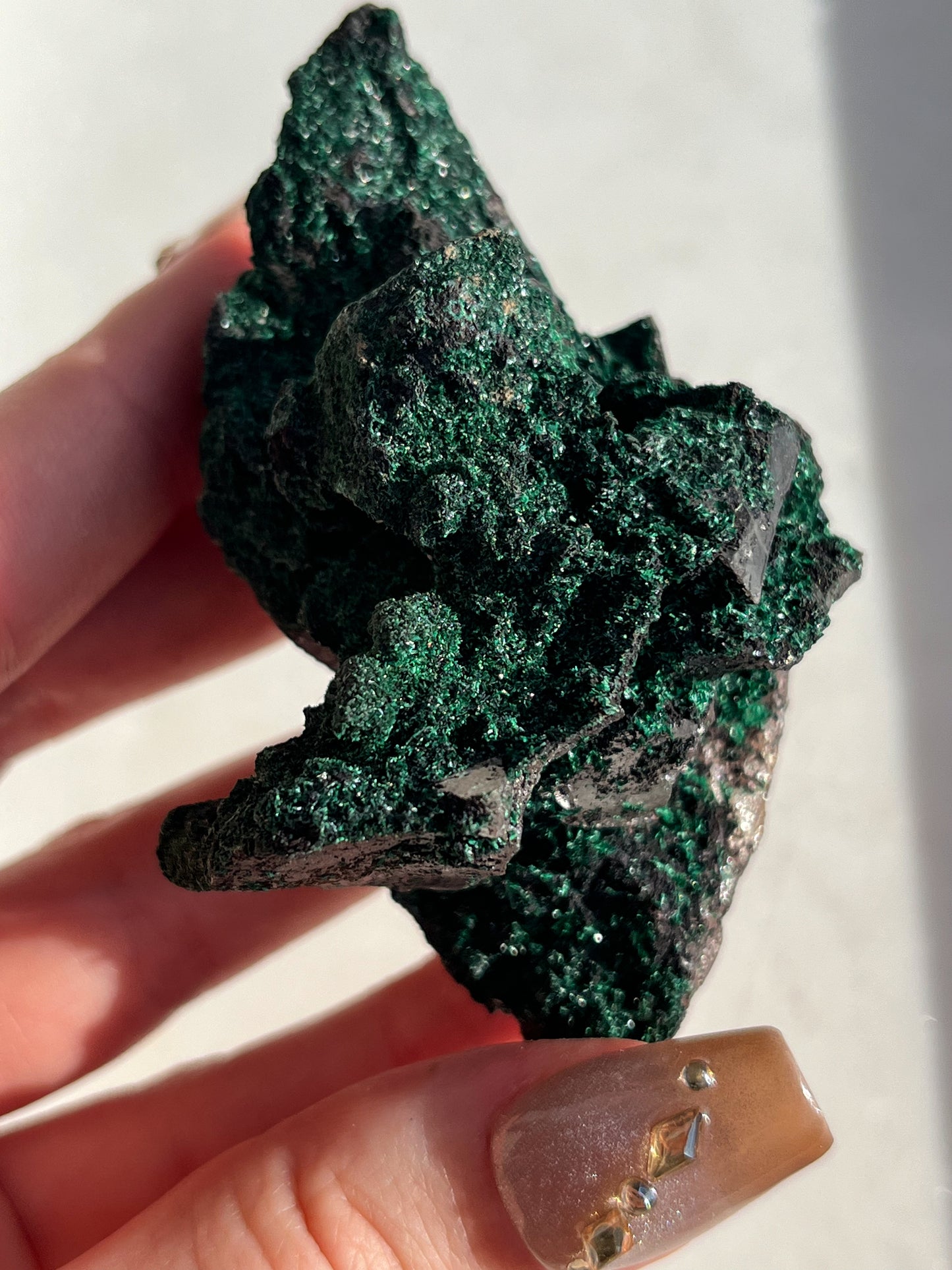 Malachite on Hematite Coated Elestial Quartz #E