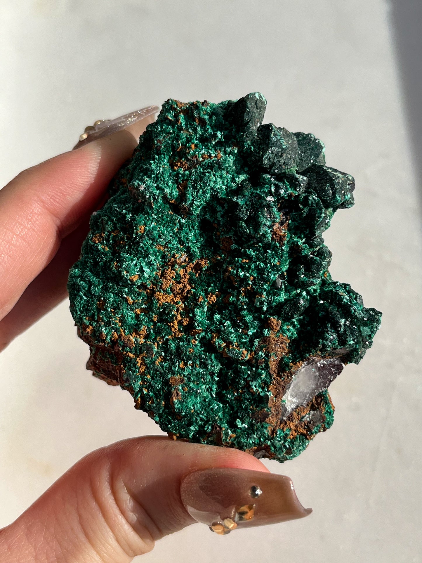 Malachite on Hematite Coated Quartz #F (Self-standing)