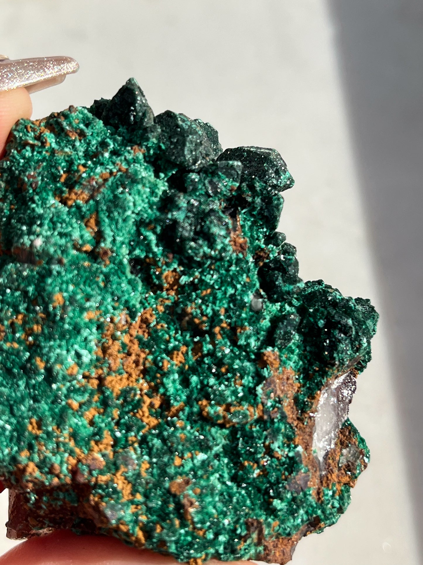 Malachite on Hematite Coated Quartz #F (Self-standing)