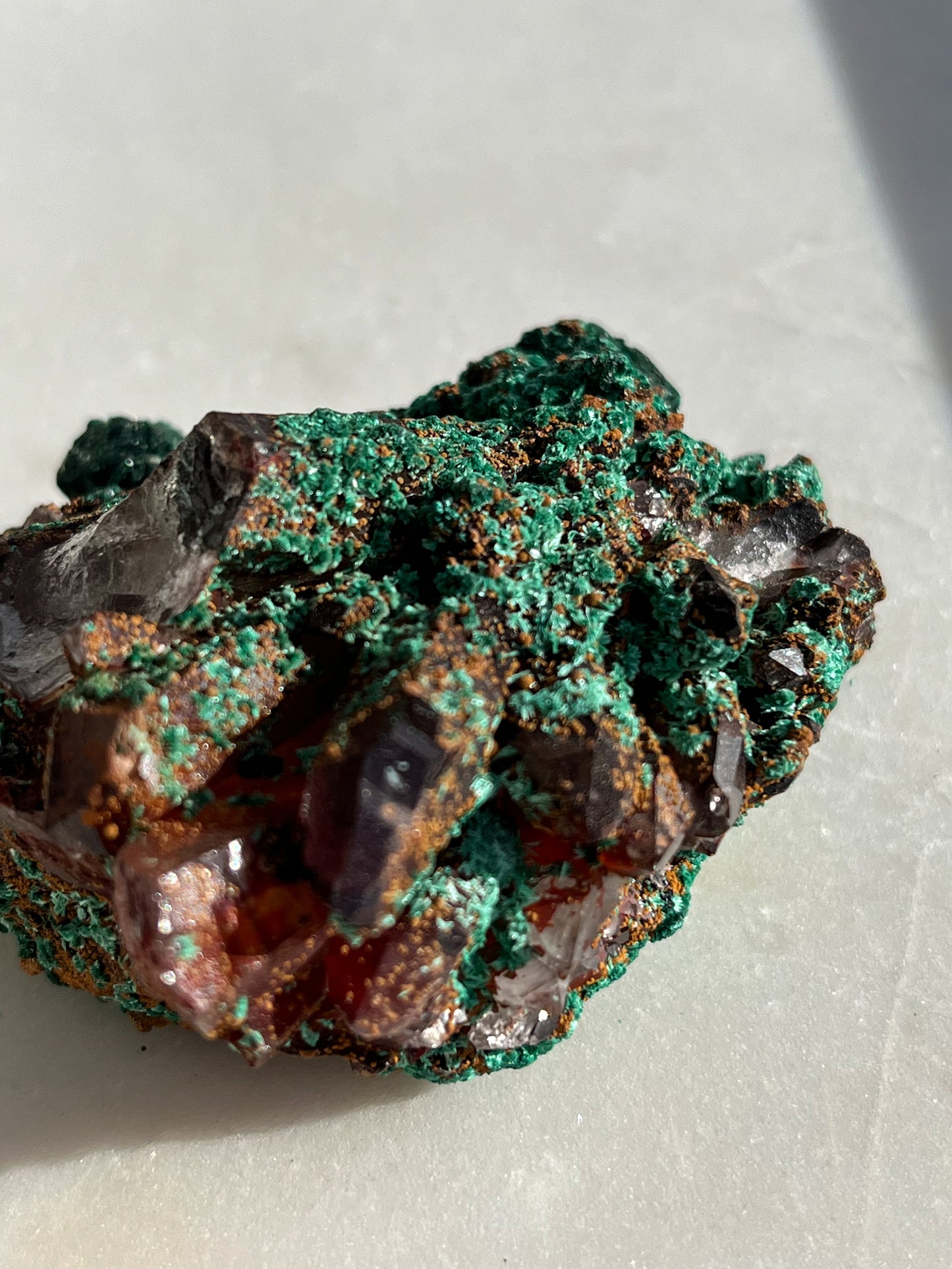 Malachite on Hematite Coated Quartz #F (Self-standing)