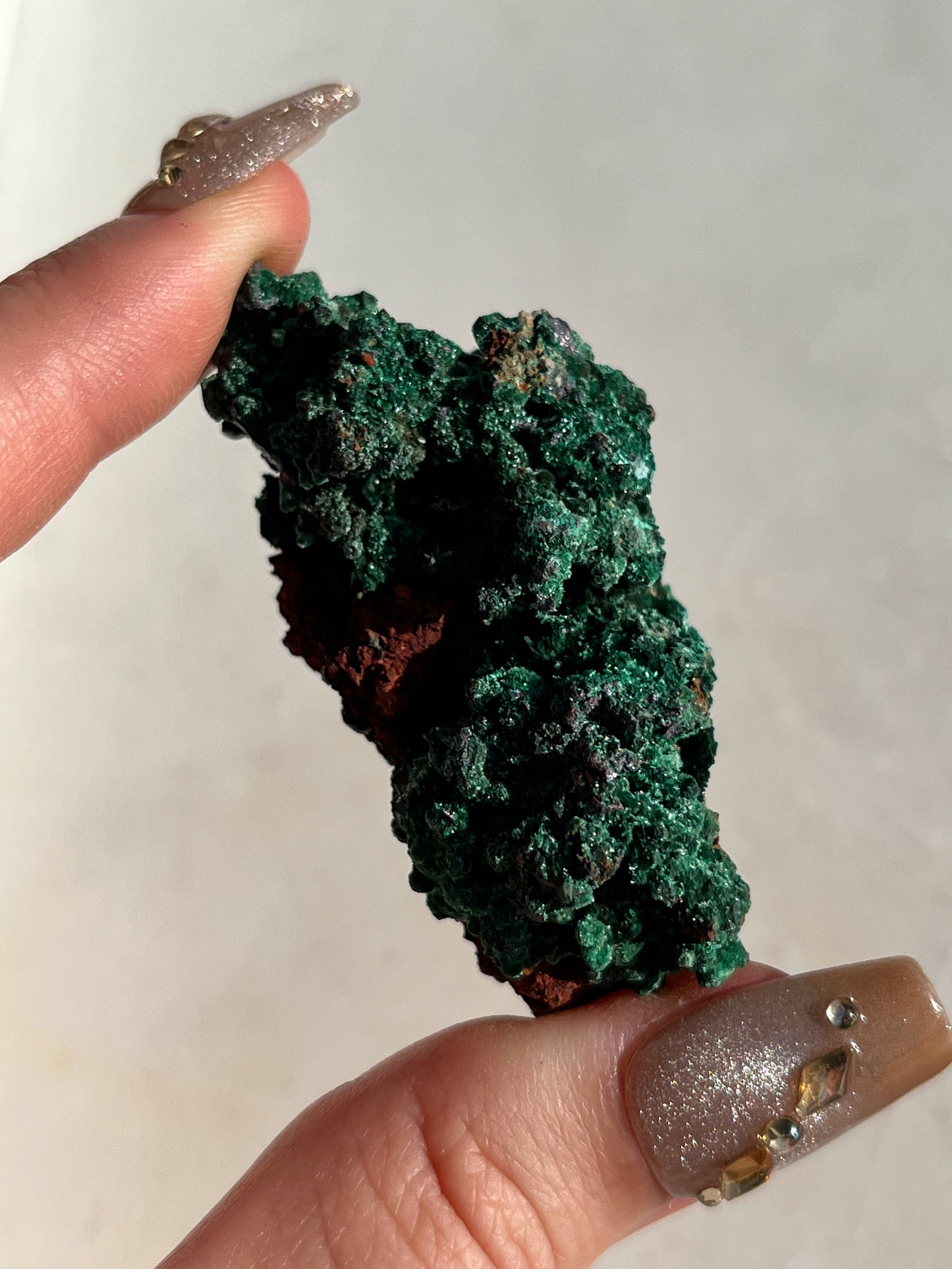 Malachite on Natural Aura Hematite Coated Quartz #K