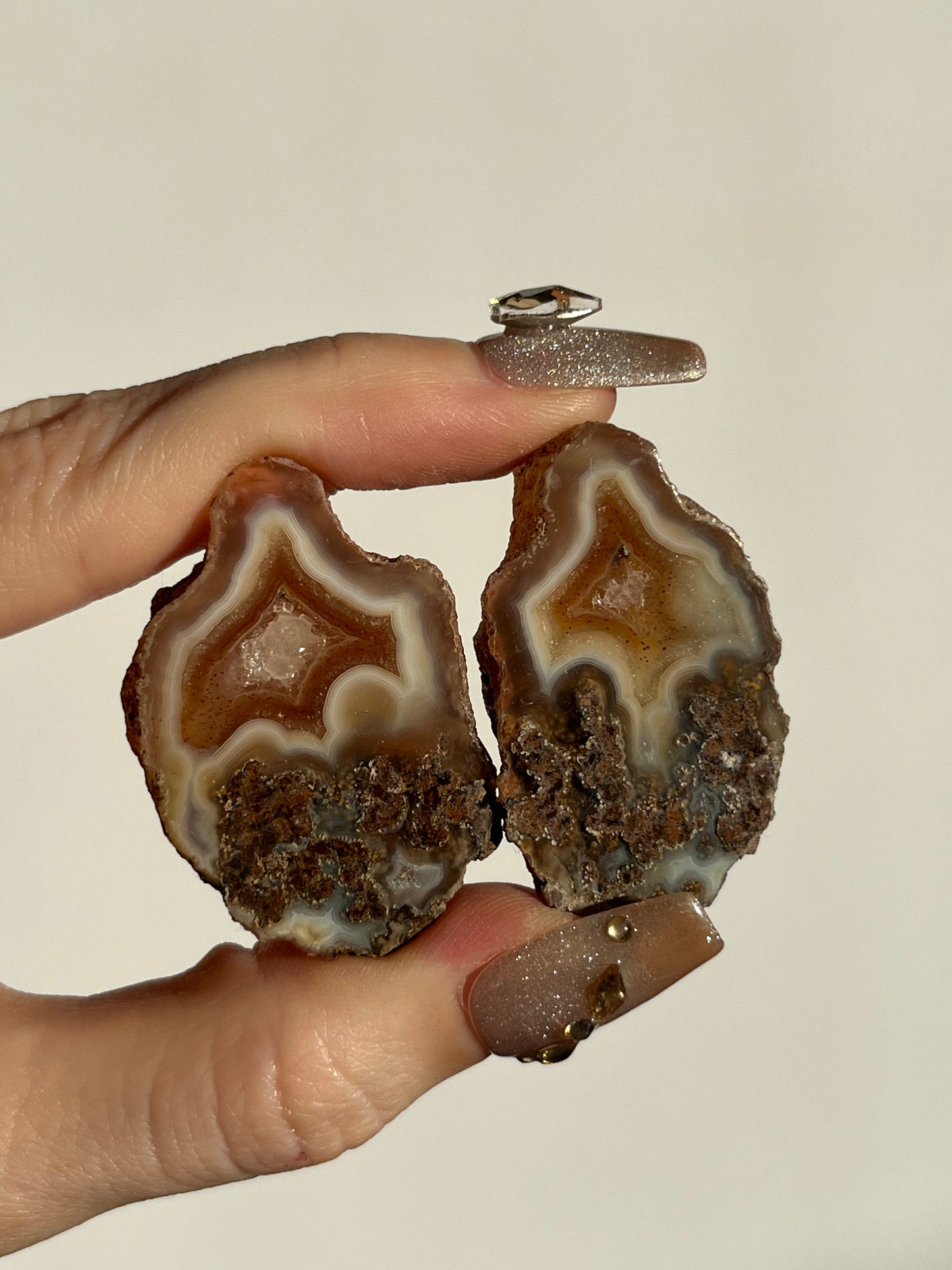 Malawi Agate with Platelets & Parallax Effect Pair B