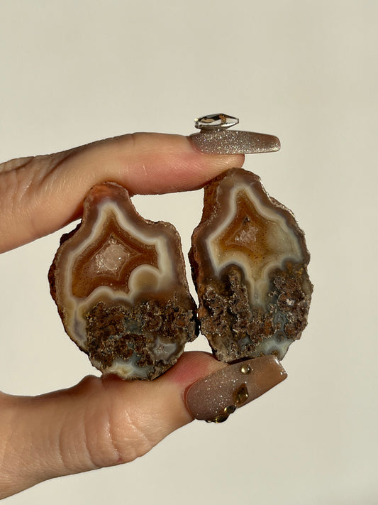 Malawi Agate with Platelets & Parallax Effect Pair B