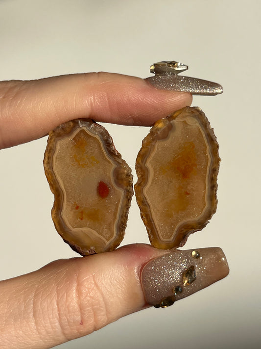 Malawi Agate with Golden Healer infusion Pair E