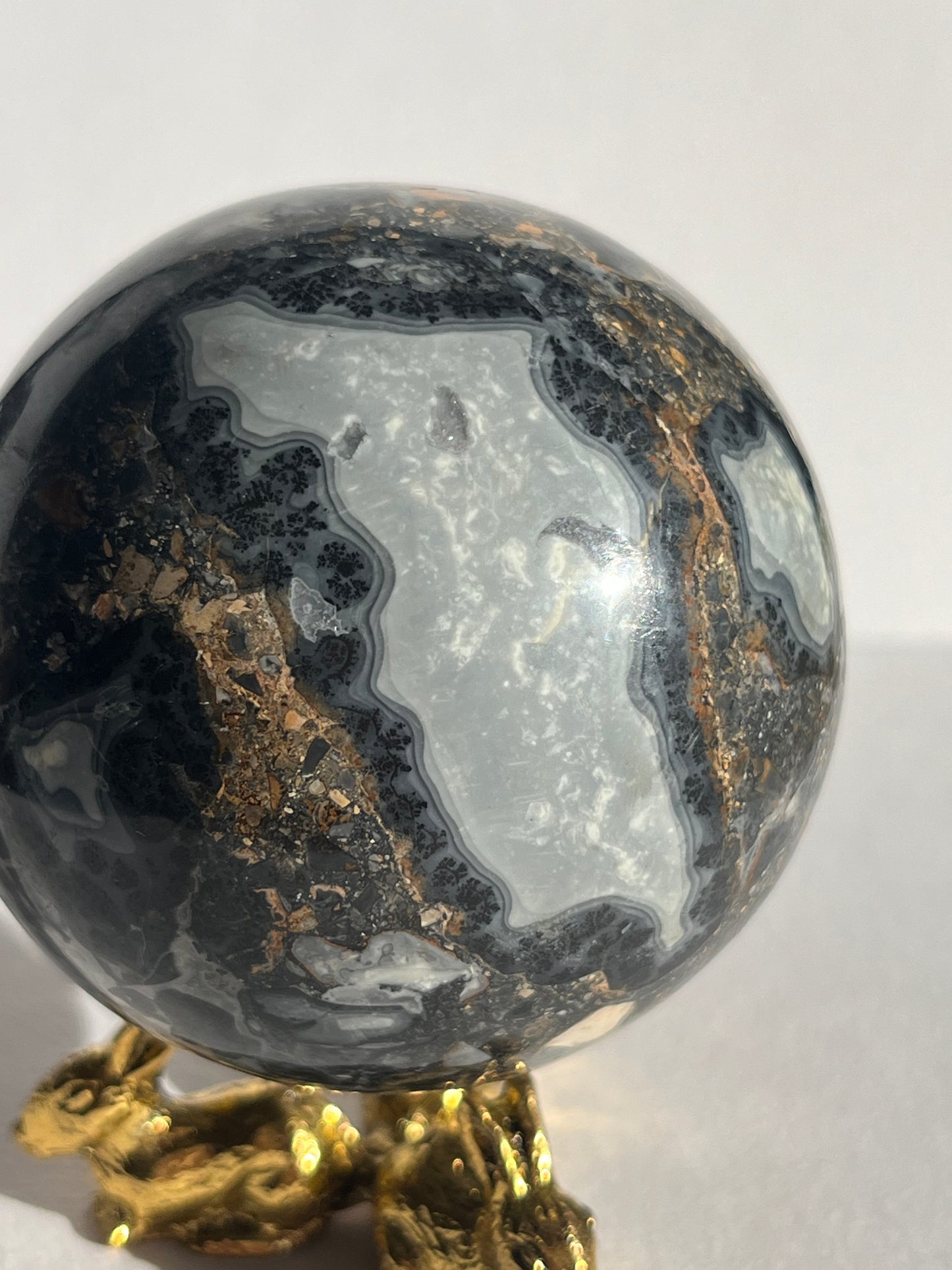 Maligano Jasper Sphere with Dendritic Inclusions