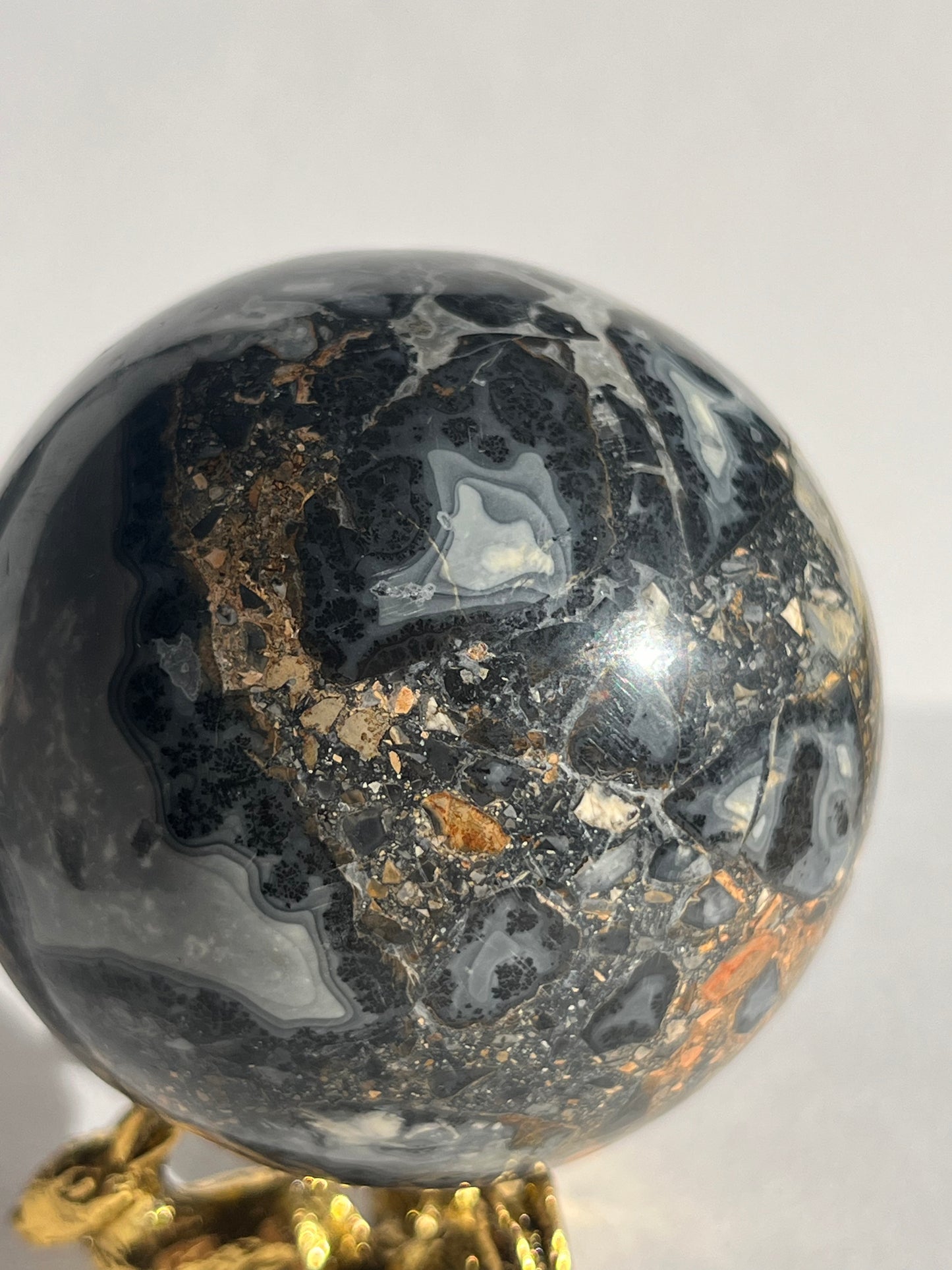 Maligano Jasper Sphere with Dendritic Inclusions