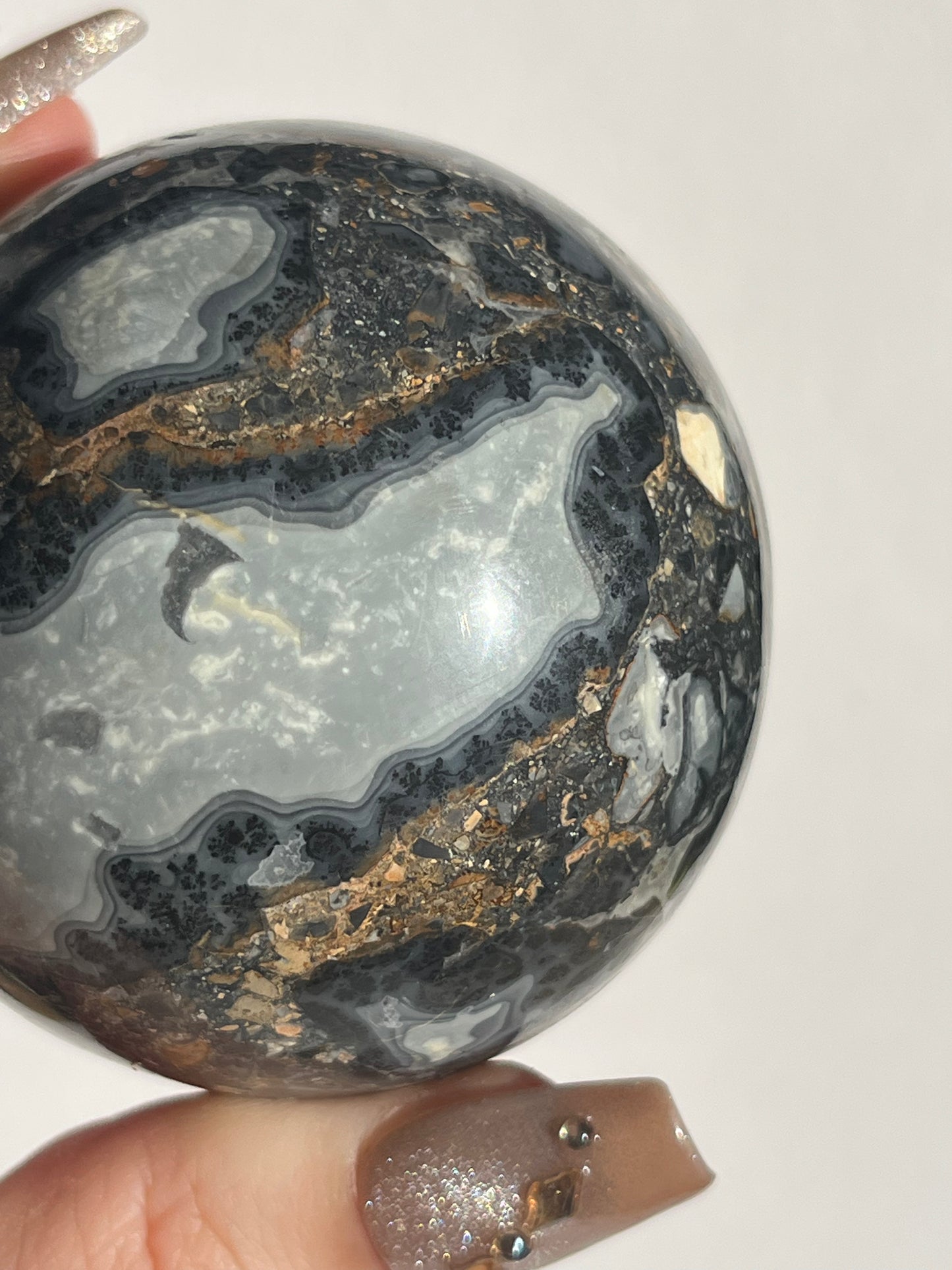 Maligano Jasper Sphere with Dendritic Inclusions