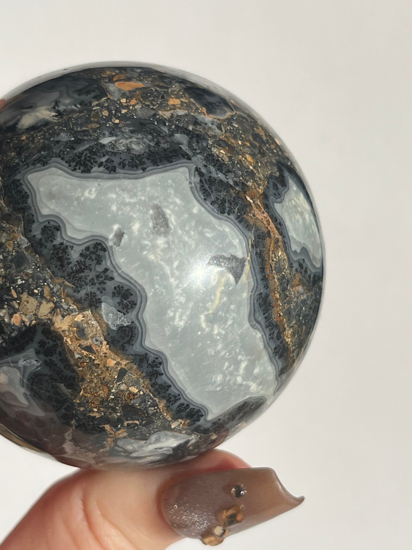Maligano Jasper Sphere with Dendritic Inclusions