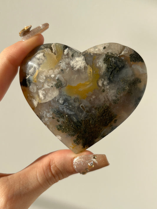 Marcasite in Chalcedony with Flower Agate Heart #A