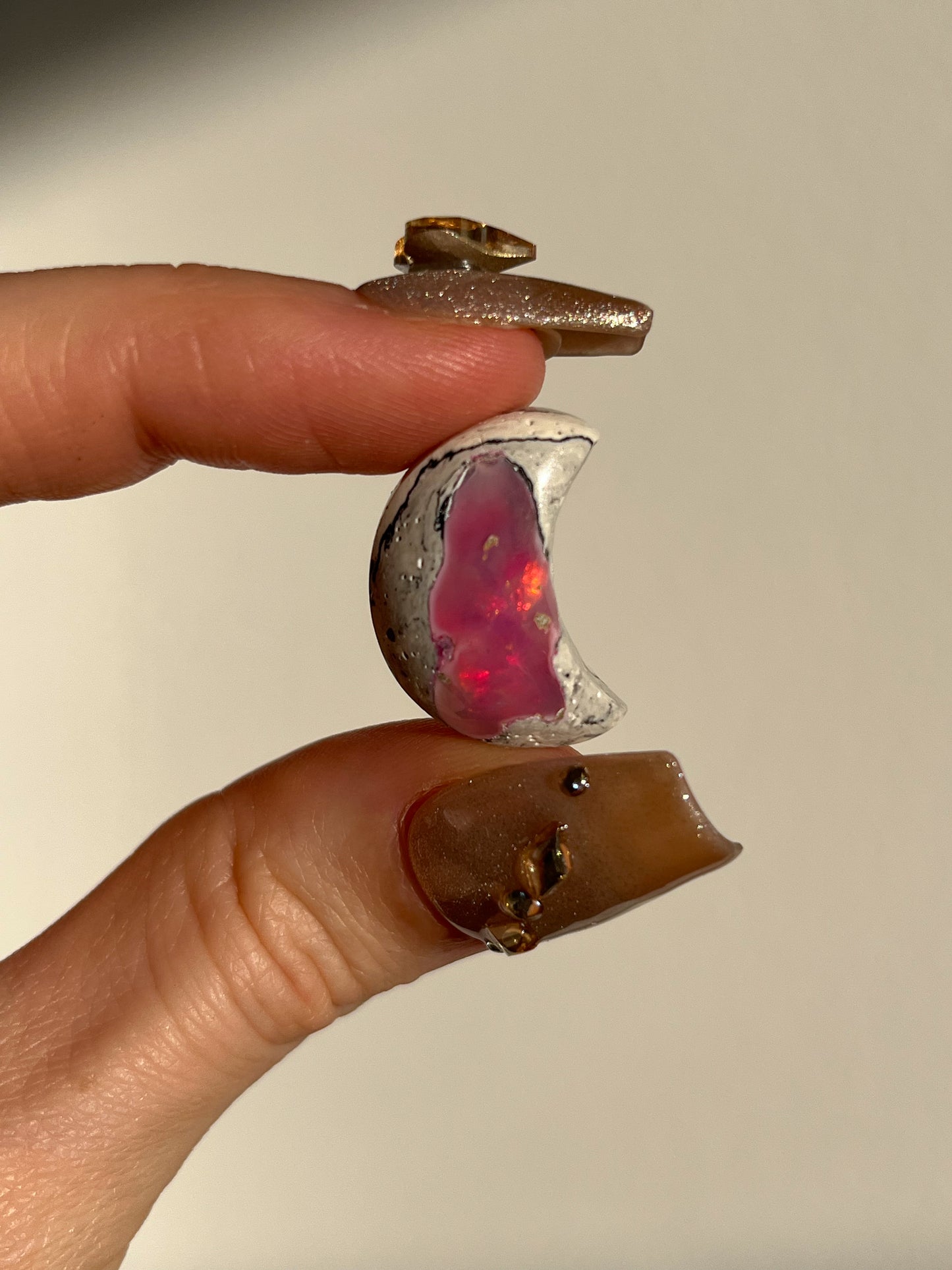 Mexican Fire Opal Moon Carving #19