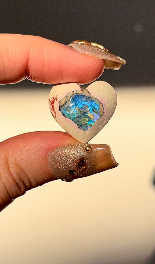 Mexican Fire Opal Heart Carving #15