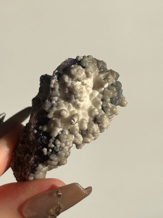 Purple Fluorite with Calcite Specimen B
