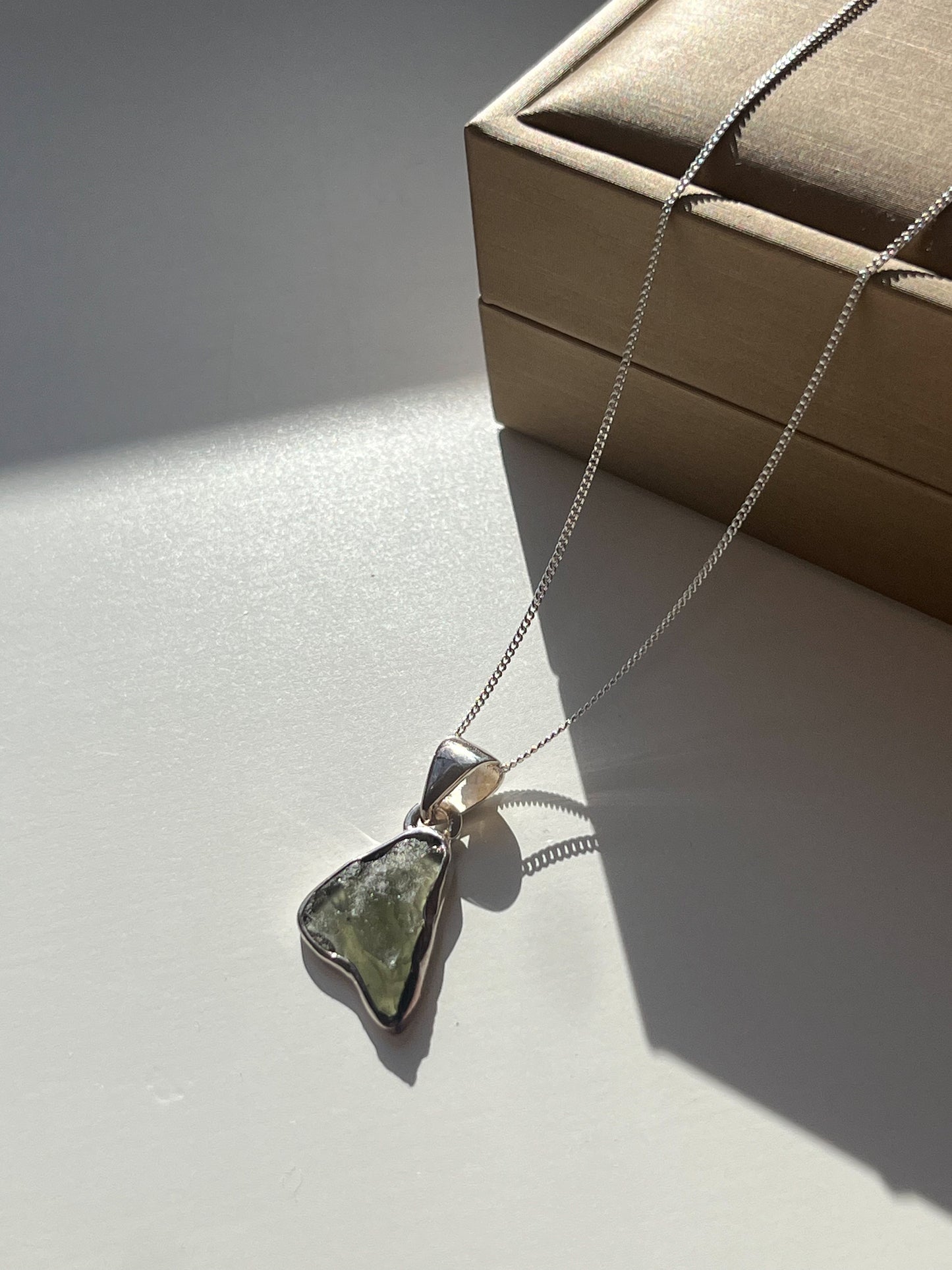 Moldavite 925 Sterling Silver Pendant & Necklace A