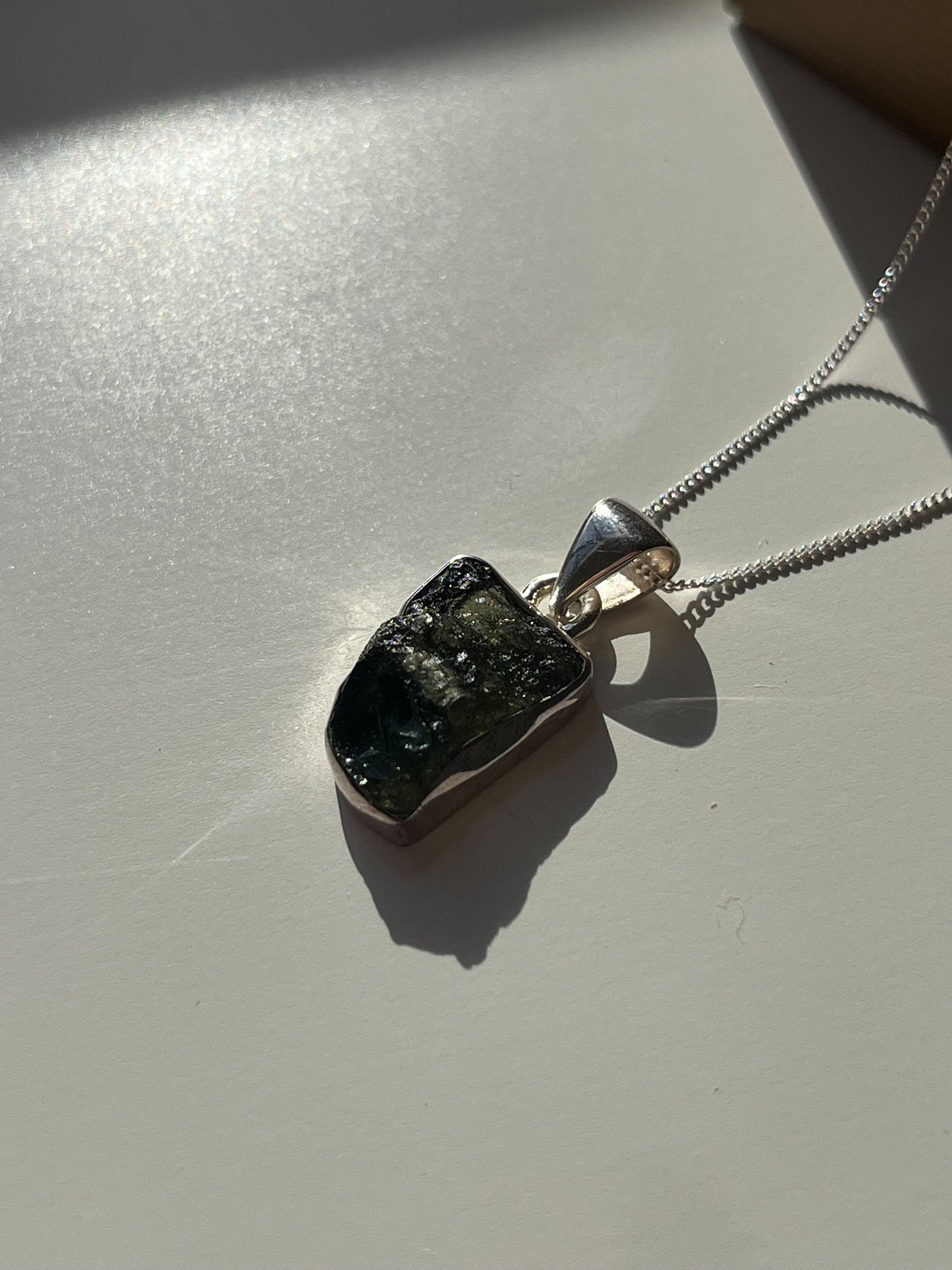 Moldavite 925 Sterling Silver Pendant & Necklace B