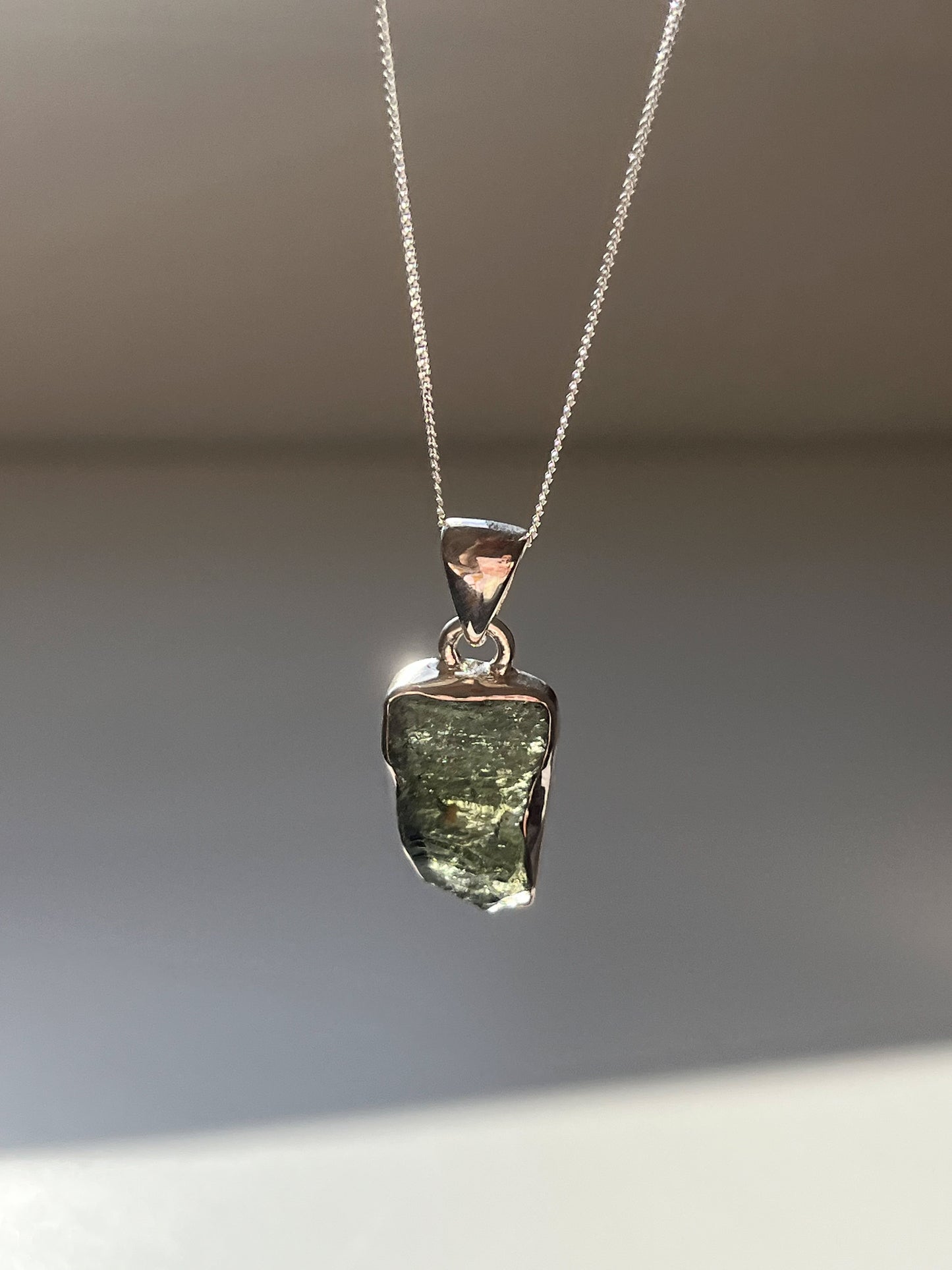 Moldavite 925 Sterling Silver Pendant & Necklace B