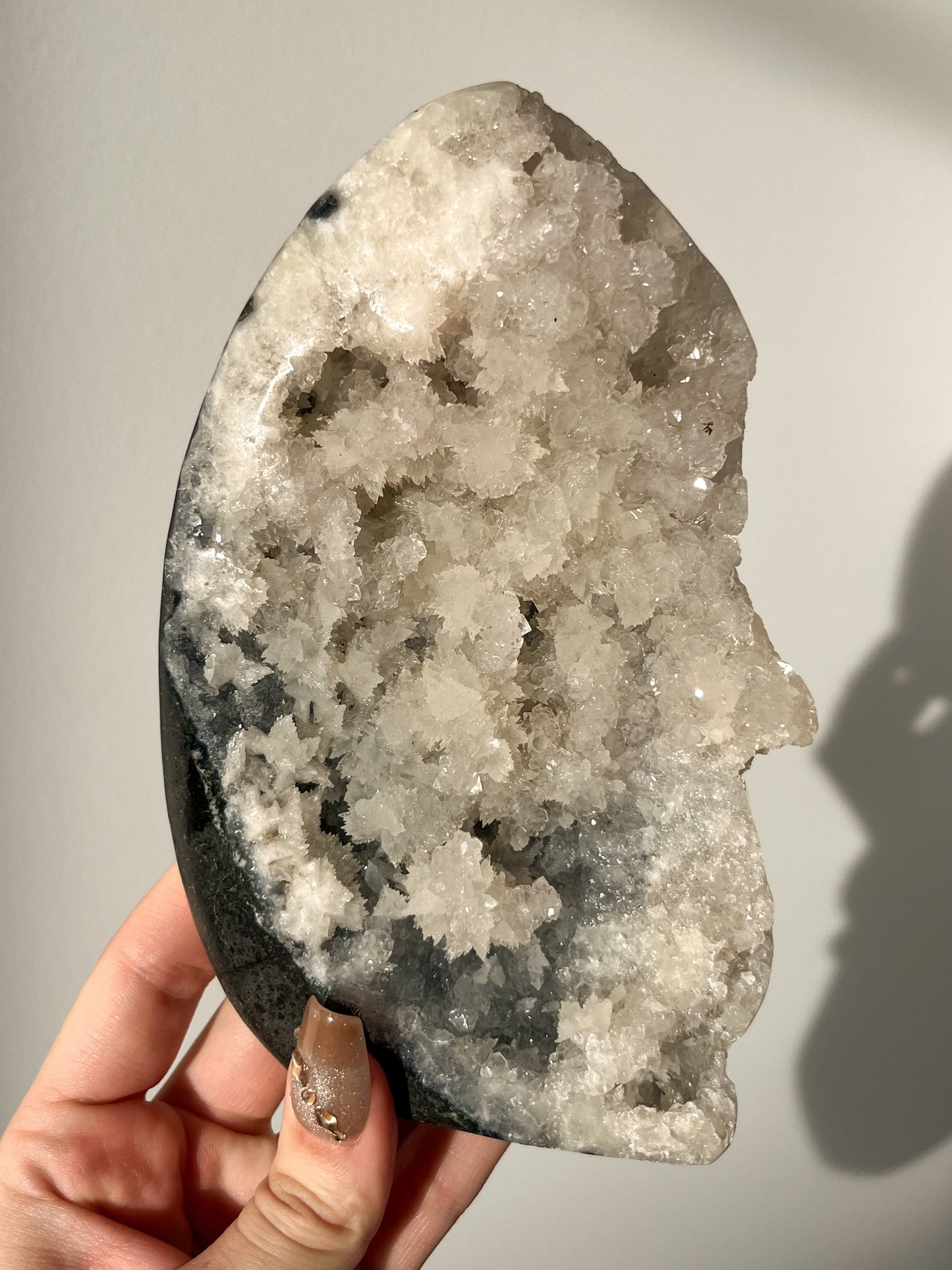 Druzy Quartz & Moss Flame Statement