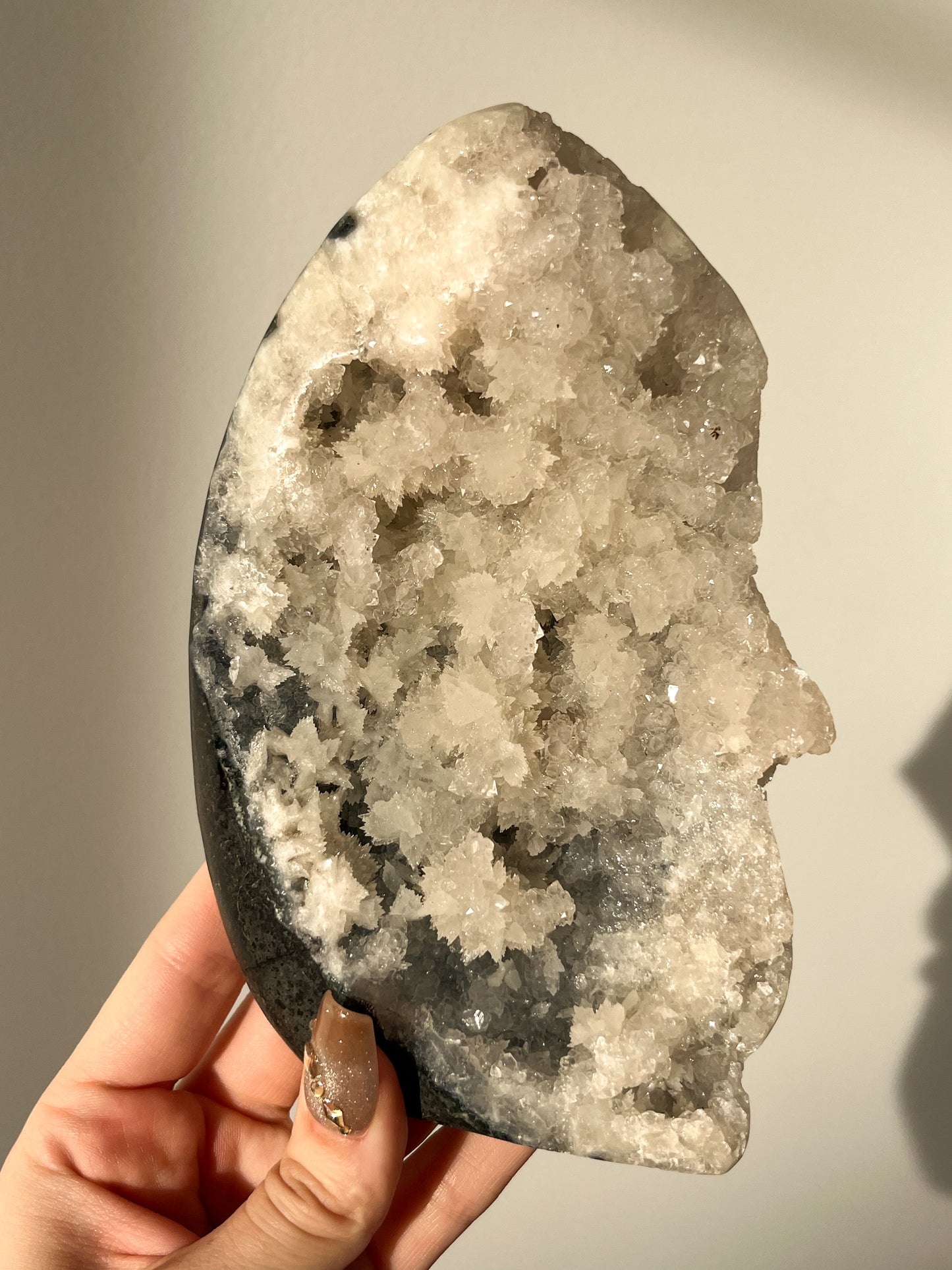 Druzy Quartz & Moss Flame Statement