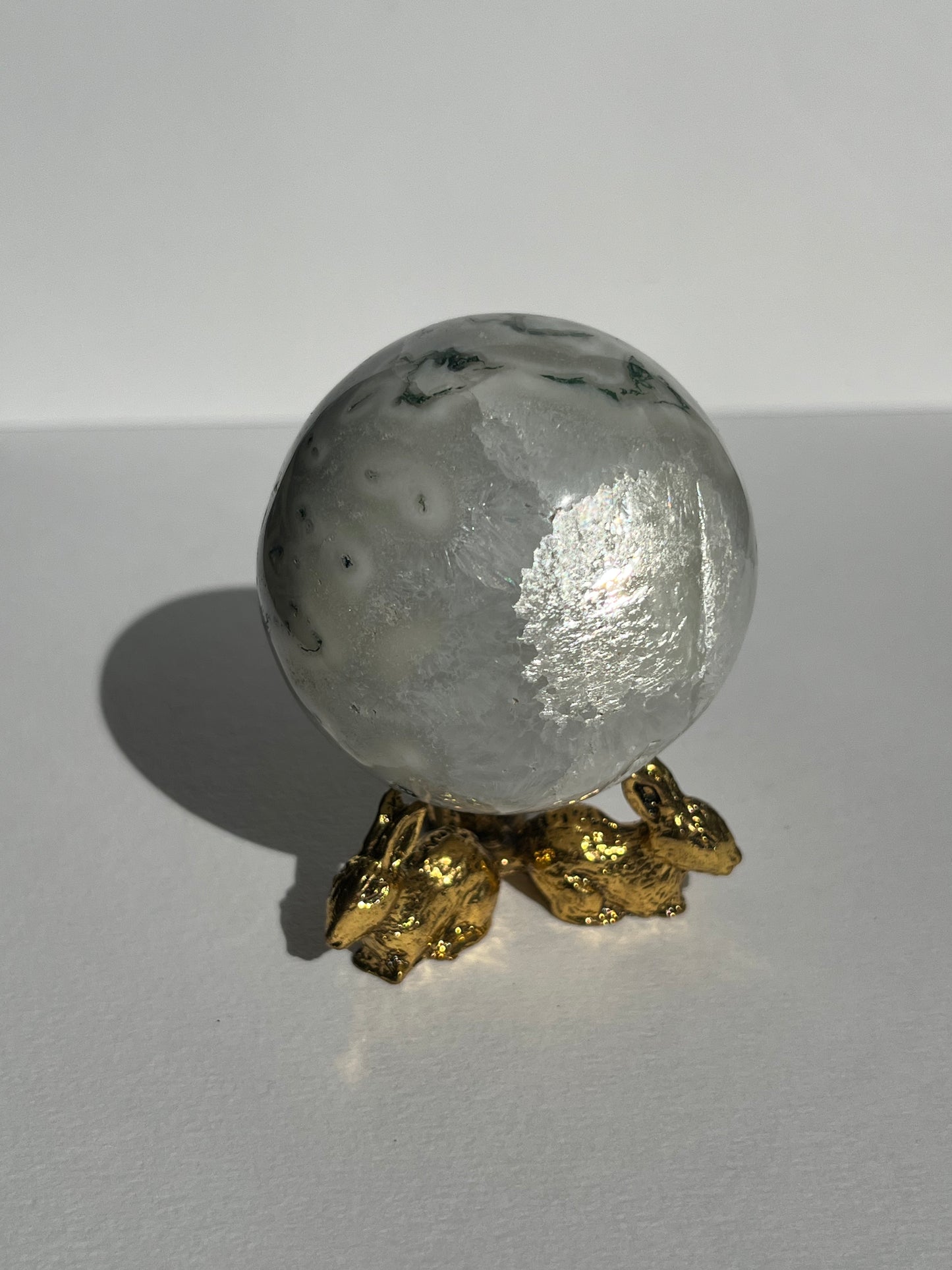 Moss Agate with Optical Calcite Sphere