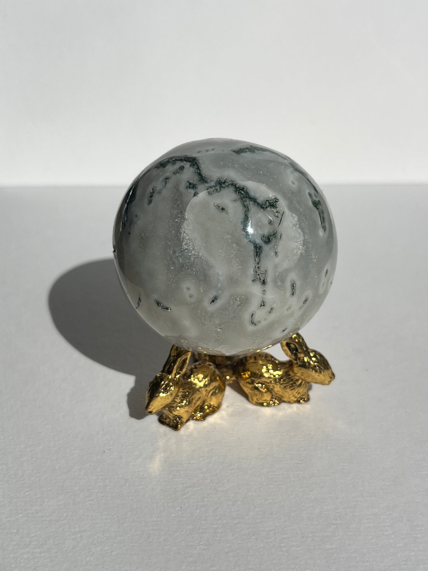 Moss Agate with Optical Calcite Sphere