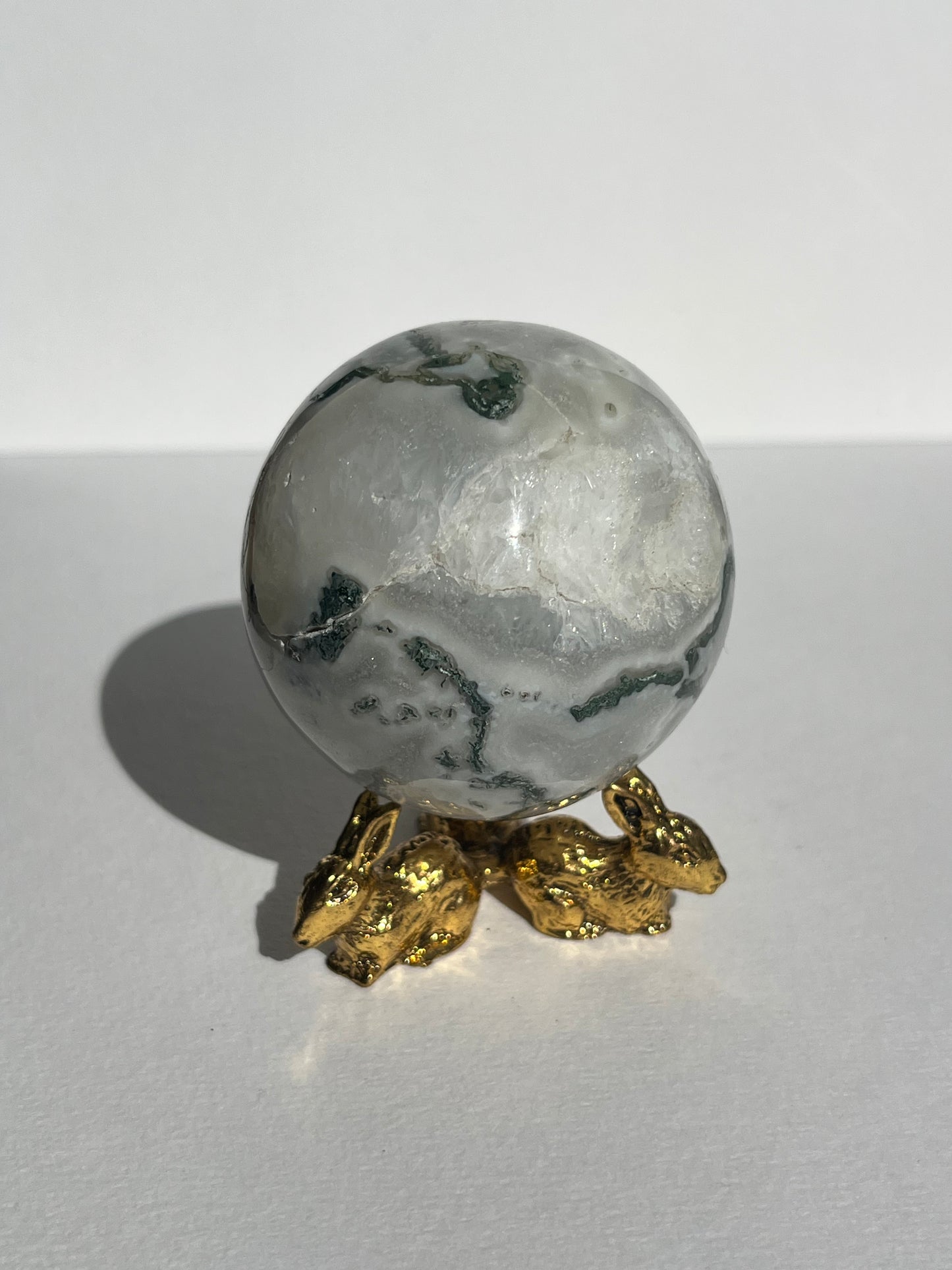Moss Agate with Optical Calcite Sphere