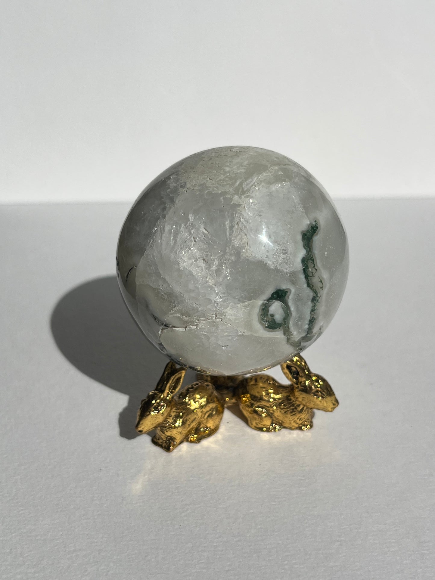 Moss Agate with Optical Calcite Sphere