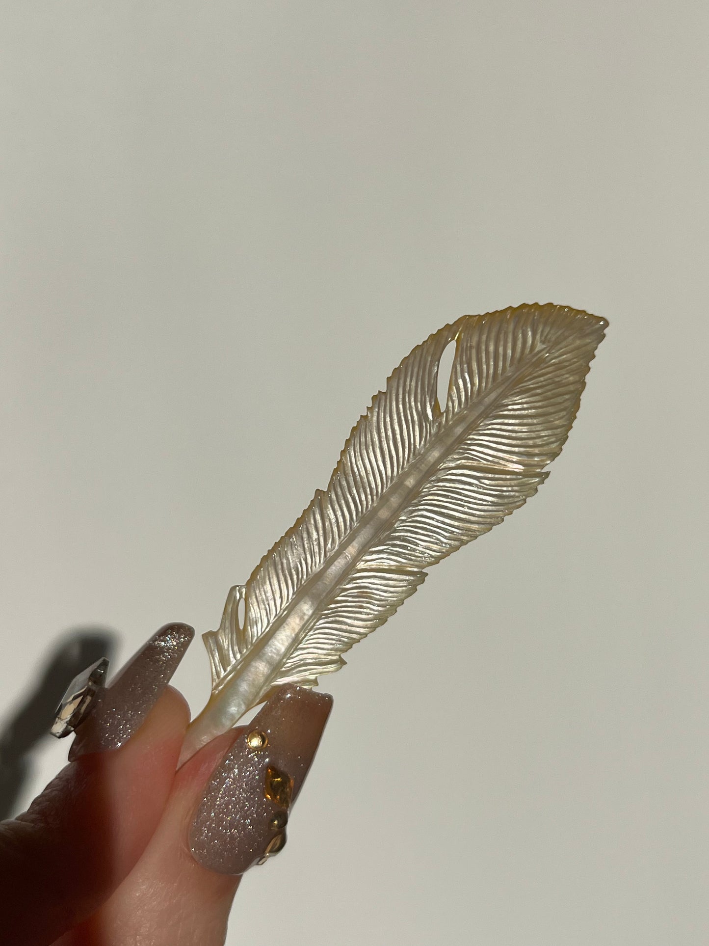 Feather Mother of Pearl Shell Carving