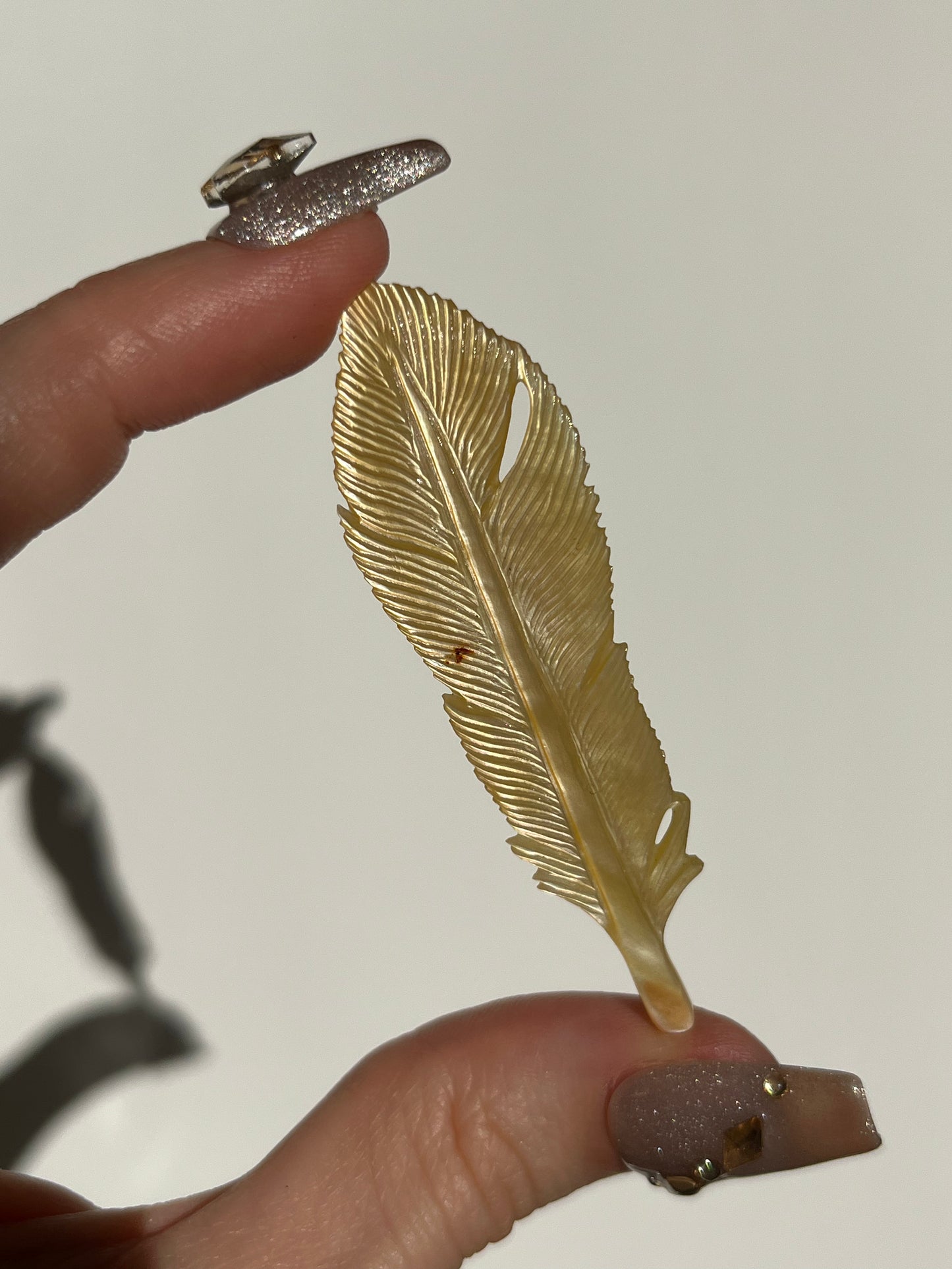 Feather Mother of Pearl Shell Carving