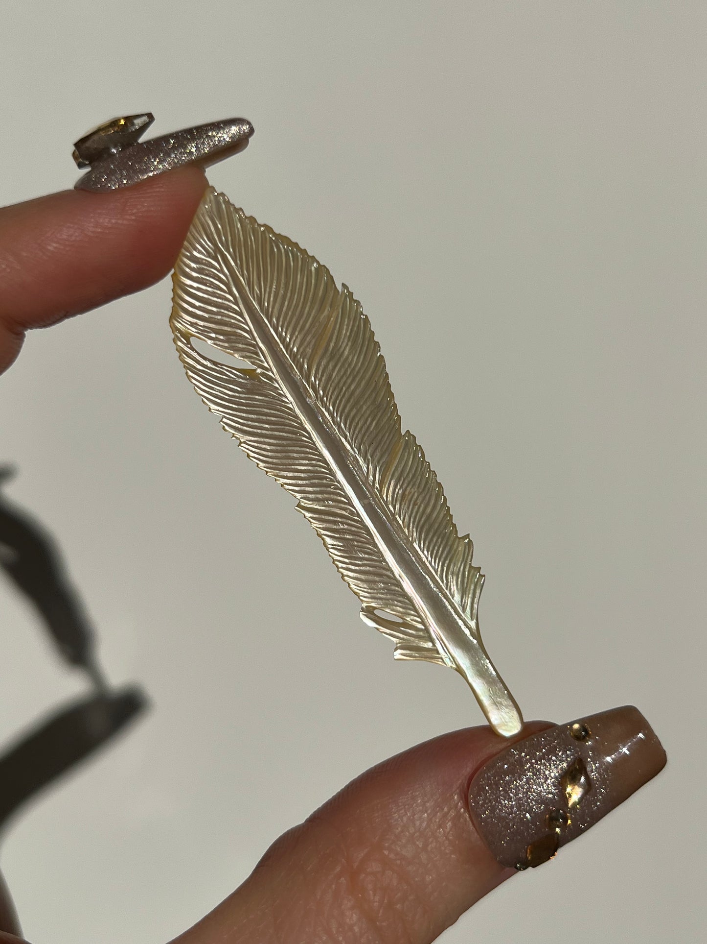 Feather Mother of Pearl Shell Carving