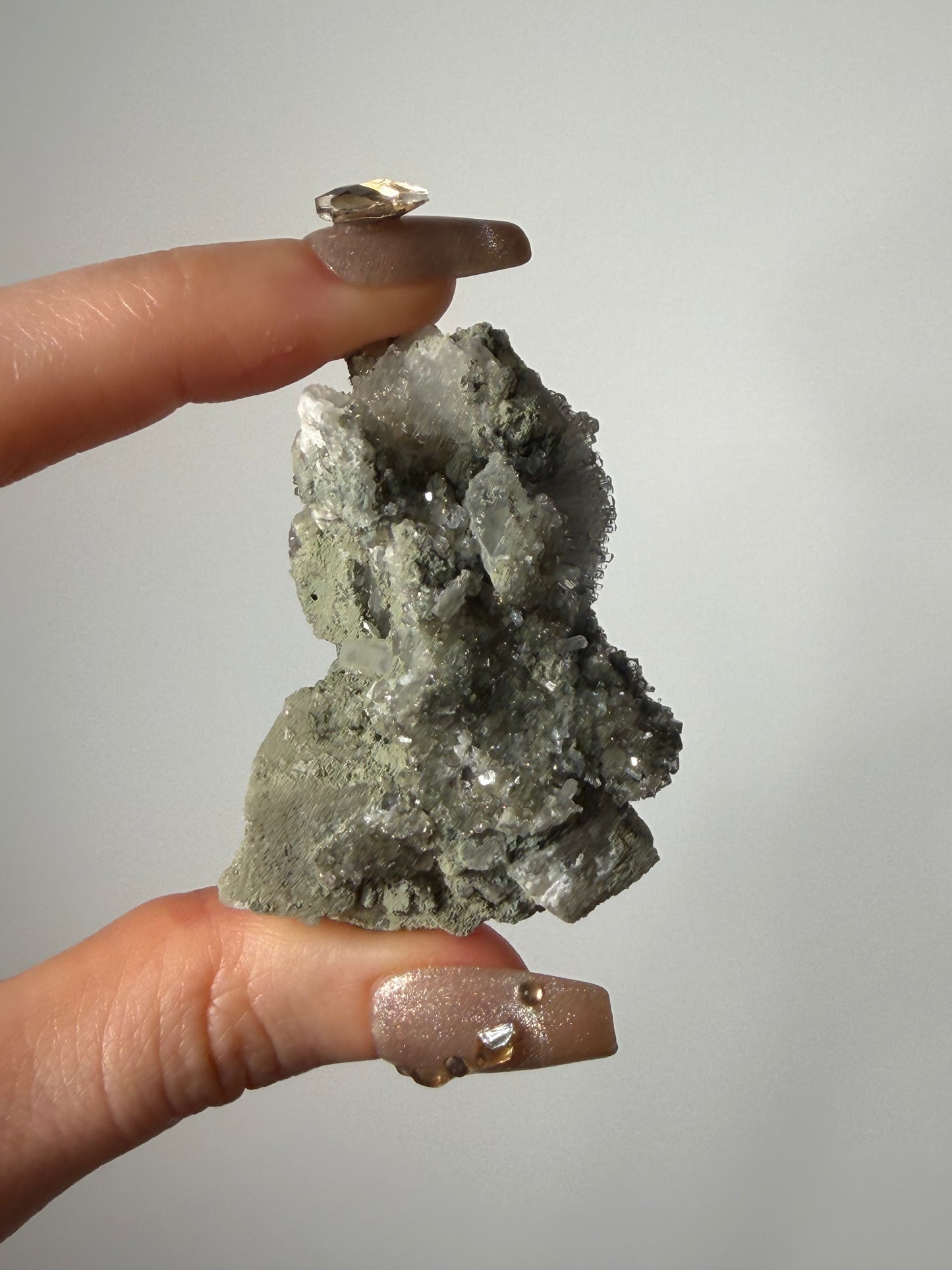 Natrolite Specimen with Rhombohedral Calcite D