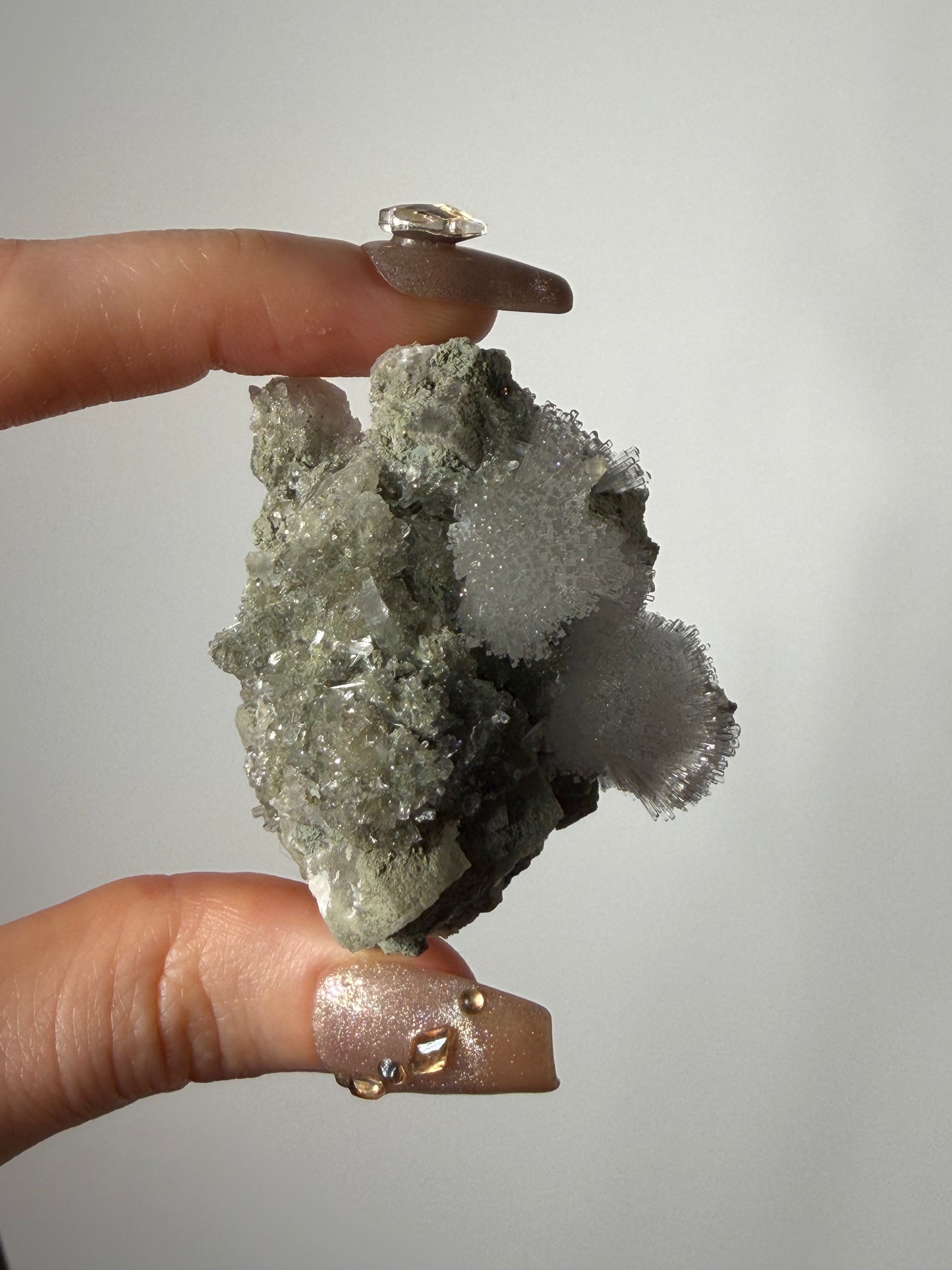 Natrolite Specimen with Rhombohedral Calcite D