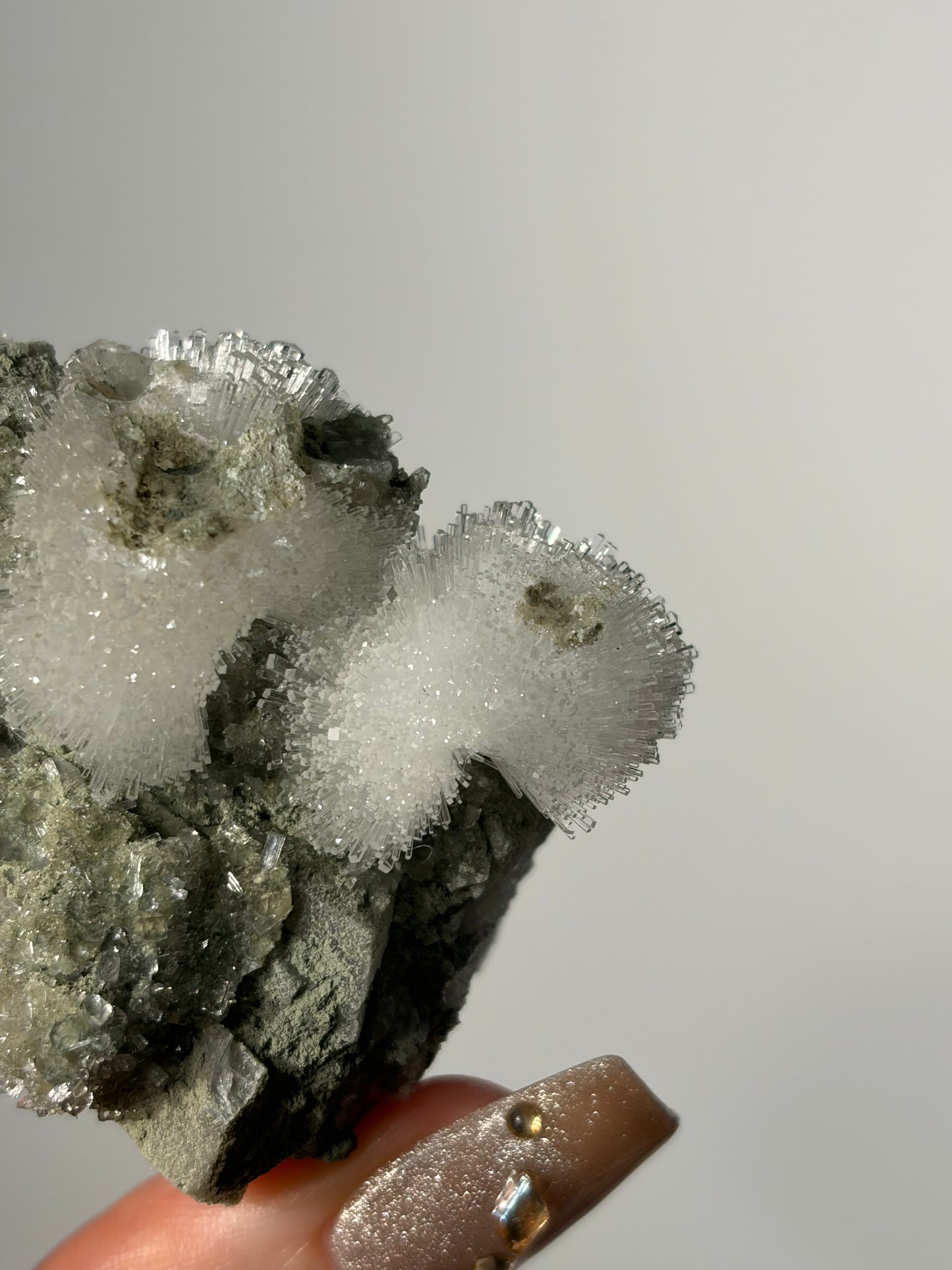 Natrolite Specimen with Rhombohedral Calcite D