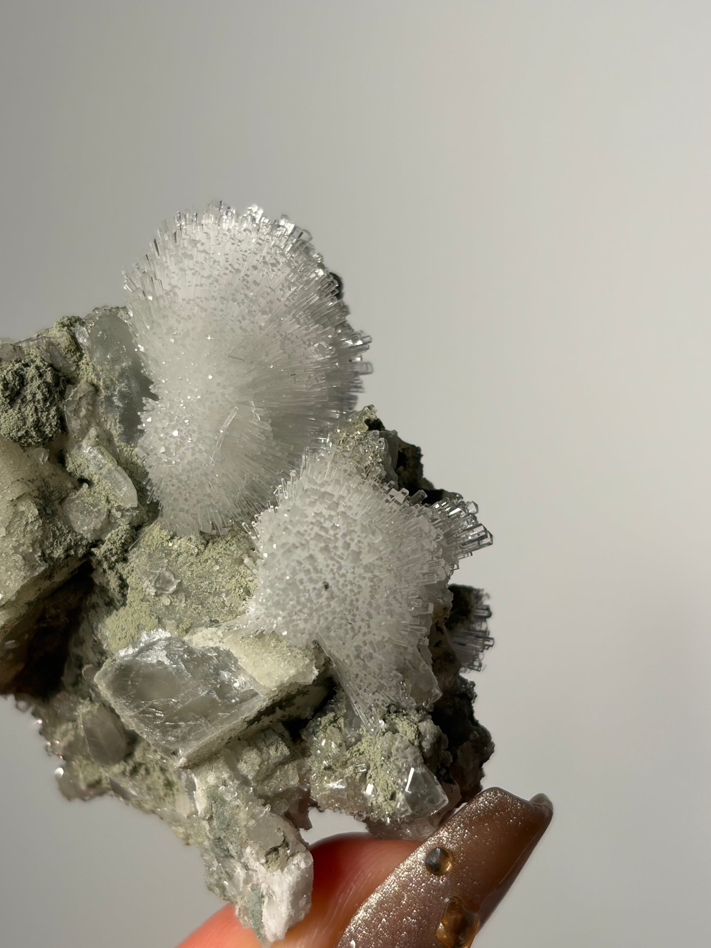 Natrolite Specimen with Rhombohedral Calcite D