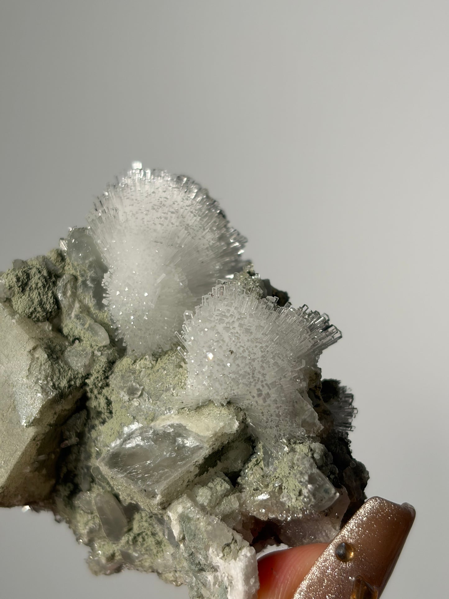 Natrolite Specimen with Rhombohedral Calcite D